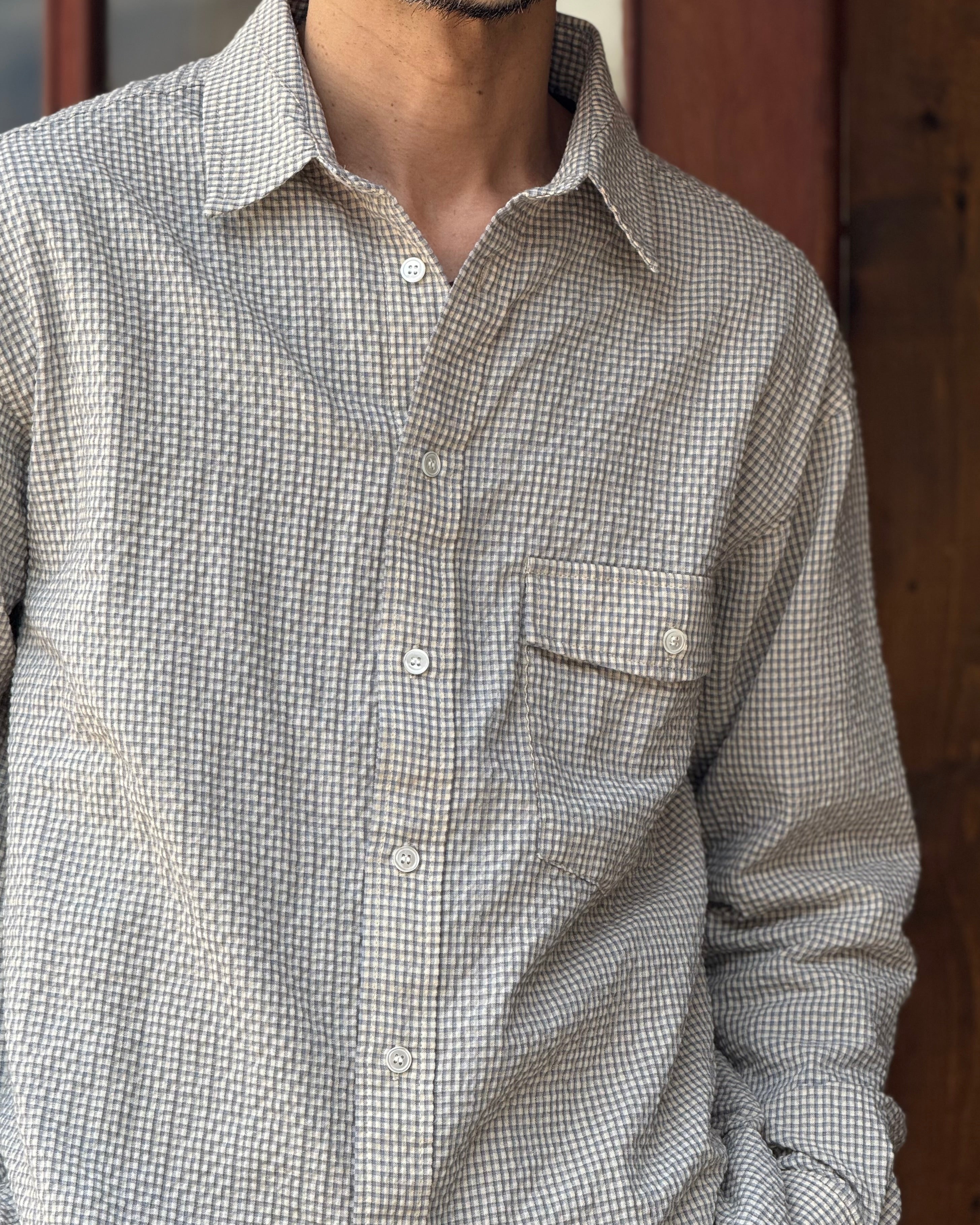 modemdesgin モデムデザイン / checkered standard shirt チェックシャツ 【BLUE ブルー】