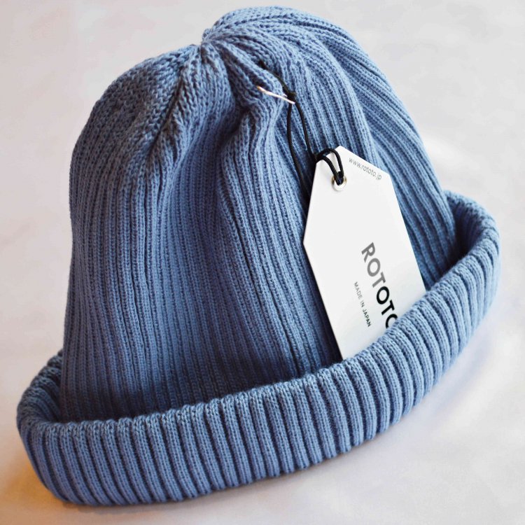 ROTOTO / COTTON ROLL UP BEANIE (L.BLUE)