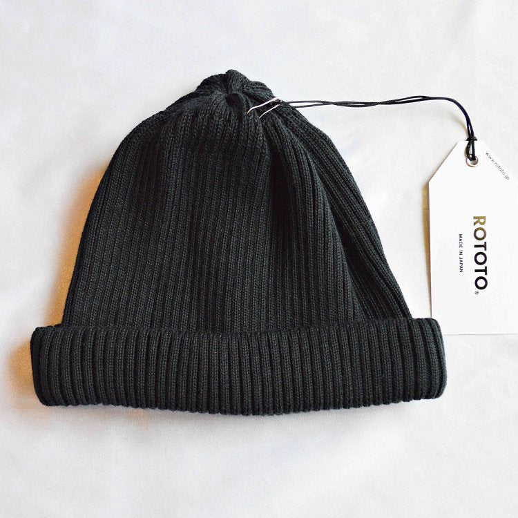 ROTOTO / COTTON ROLL UP BEANIE (BLACK)