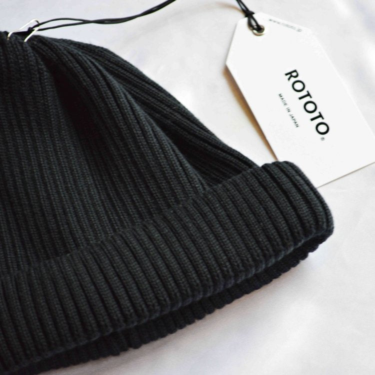 ROTOTO / COTTON ROLL UP BEANIE (BLACK)