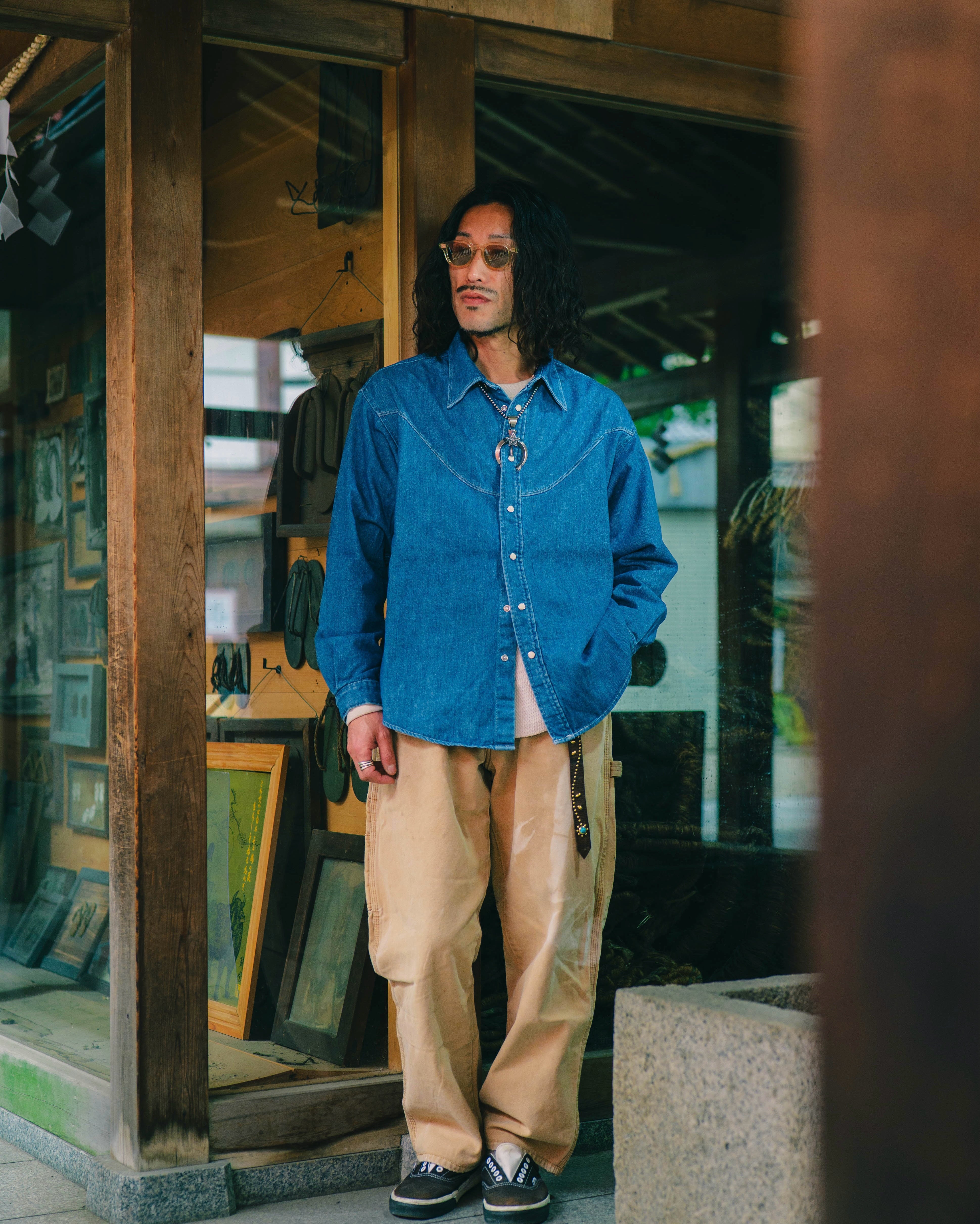 Nasngwam. ナスングワム / BRIGHT DENIM SHIRTS ブライトデニムウエスタンシャツ (USED WASH ユーズドウォッシュ)