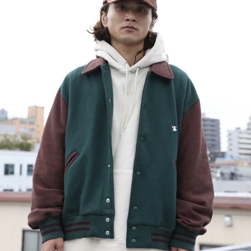 IMPRESTORE インプレストア / Chunk | varsity jacket ヴァーシティージャケット (GREEN×BROWN グリーンブラウン)