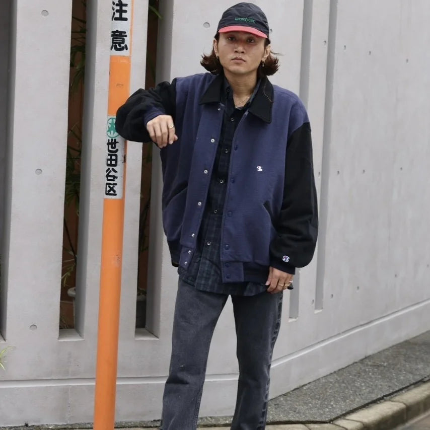 IMPRESTORE インプレストア / Chunk | varsity jacket ヴァーシティージャケット (NAVY×BLACK ネイビーブラック)