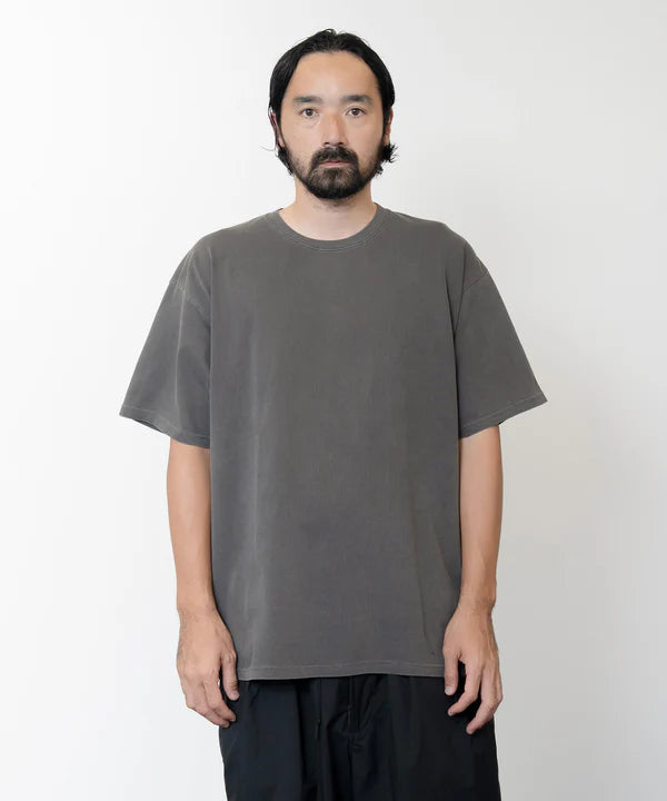 Knuu ヌウ / Heavy Crewneck Pigment Dye T-Shirt ヘビークルーネックピグメントダイティーシャツ (BLACK ブラック)