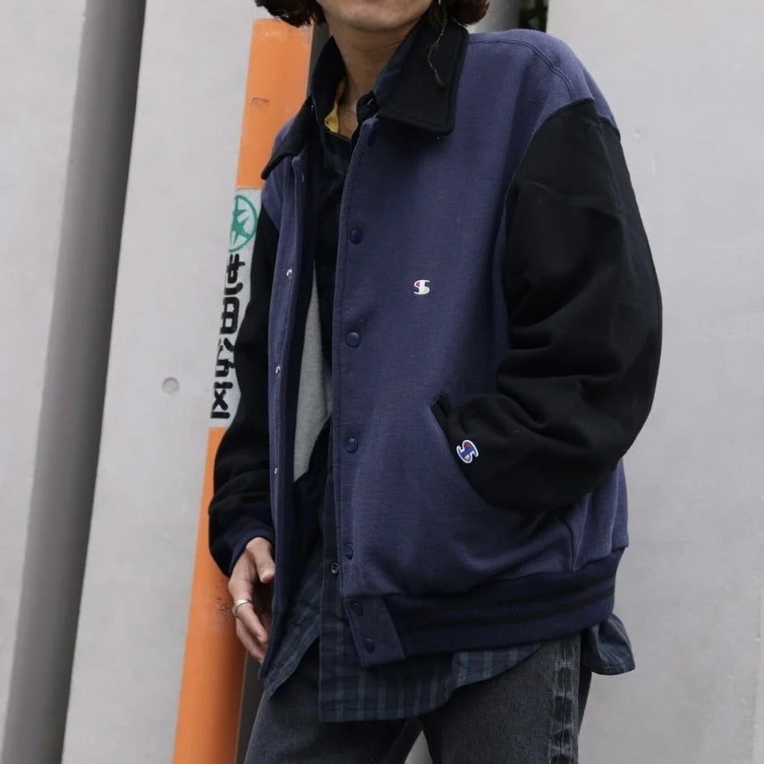IMPRESTORE インプレストア / Chunk | varsity jacket ヴァーシティージャケット (NAVY×BLACK ネイビーブラック)