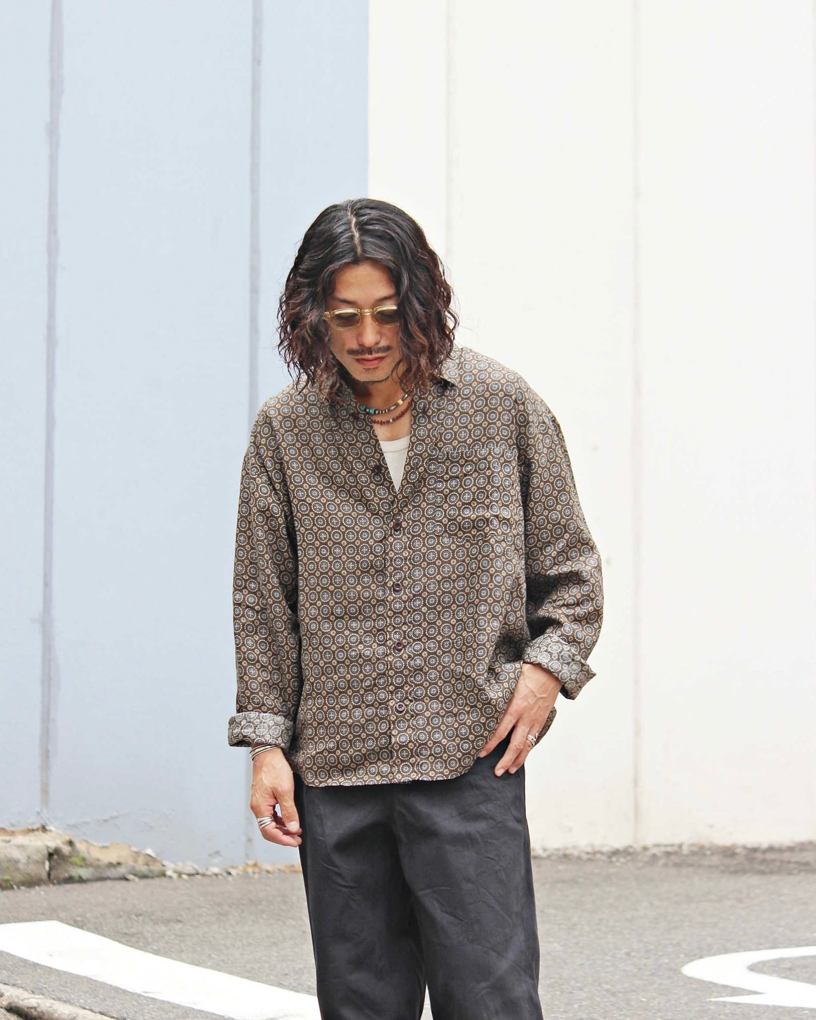 Nasngwam. ナスングワム / CREST SHIRTS クレストシャツ (BLACK ブラック)