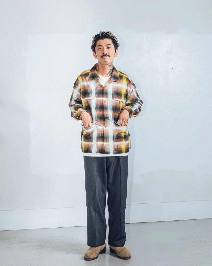 IMPRESTORE インプレストア / J.FOX ジェイフォックス | Printed flannel shirt プリントフランネルシャツ (BROWN/YELLOW ブラウンイエロー)