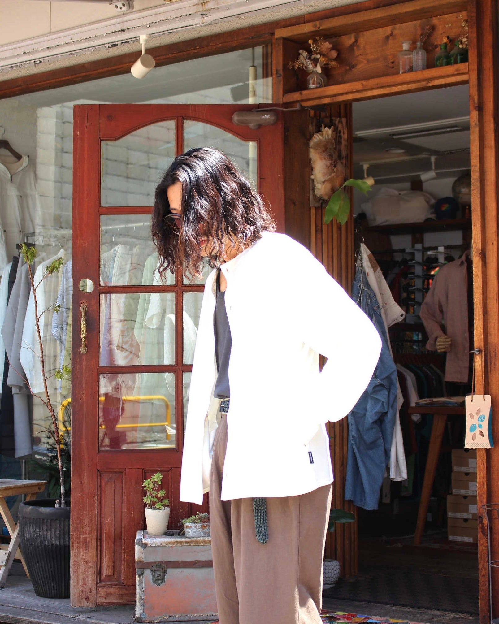 AXESQUIN アクシーズクイーン / QD CREW CARDIGAN クイックドライクルーカーディガン (WHITE ホワイト)