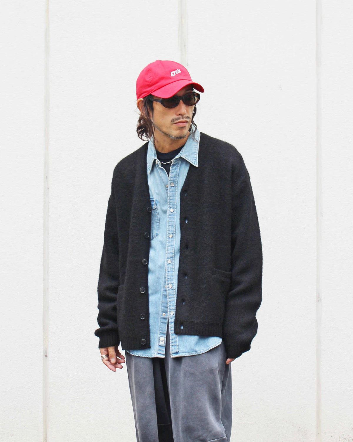 TOWN CRAFT タウンクラフト / mohair shaggy cardigan モヘアカーディガン (BLACK ブラック)