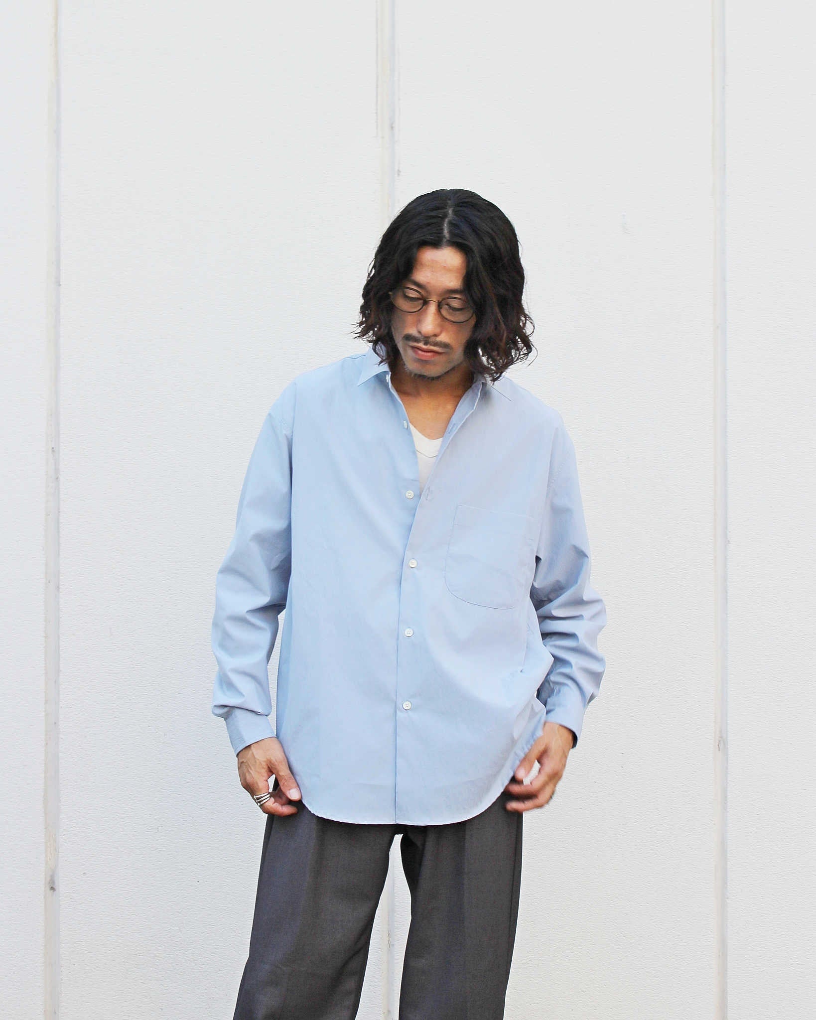LAMOND ラモンド / COTTONY CREASED SHIRT コットニークリーストシャツ (AQUA BLUE アクアブルー)