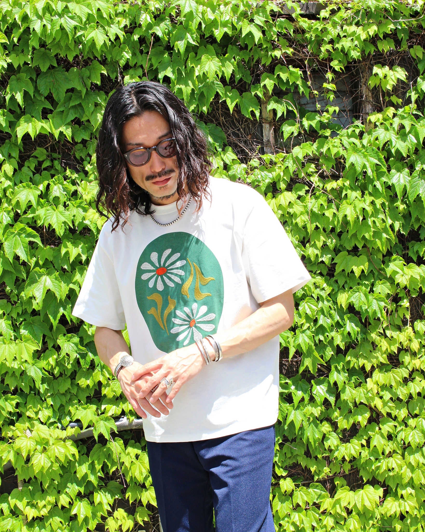 HAVE A GRATEFUL DAY ハブアグレイトフルデイ / T-SHIRT -MOKUSHUNGIKU ティーシャツモクシュンギク (GREEN グリーン)