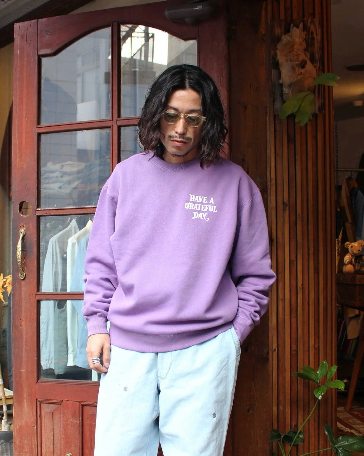 HAVE A GRATEFUL DAY ハブアグレイトフルデイ / CREW SWEATSHIRT クルースウェット (GRAPE グレープ)