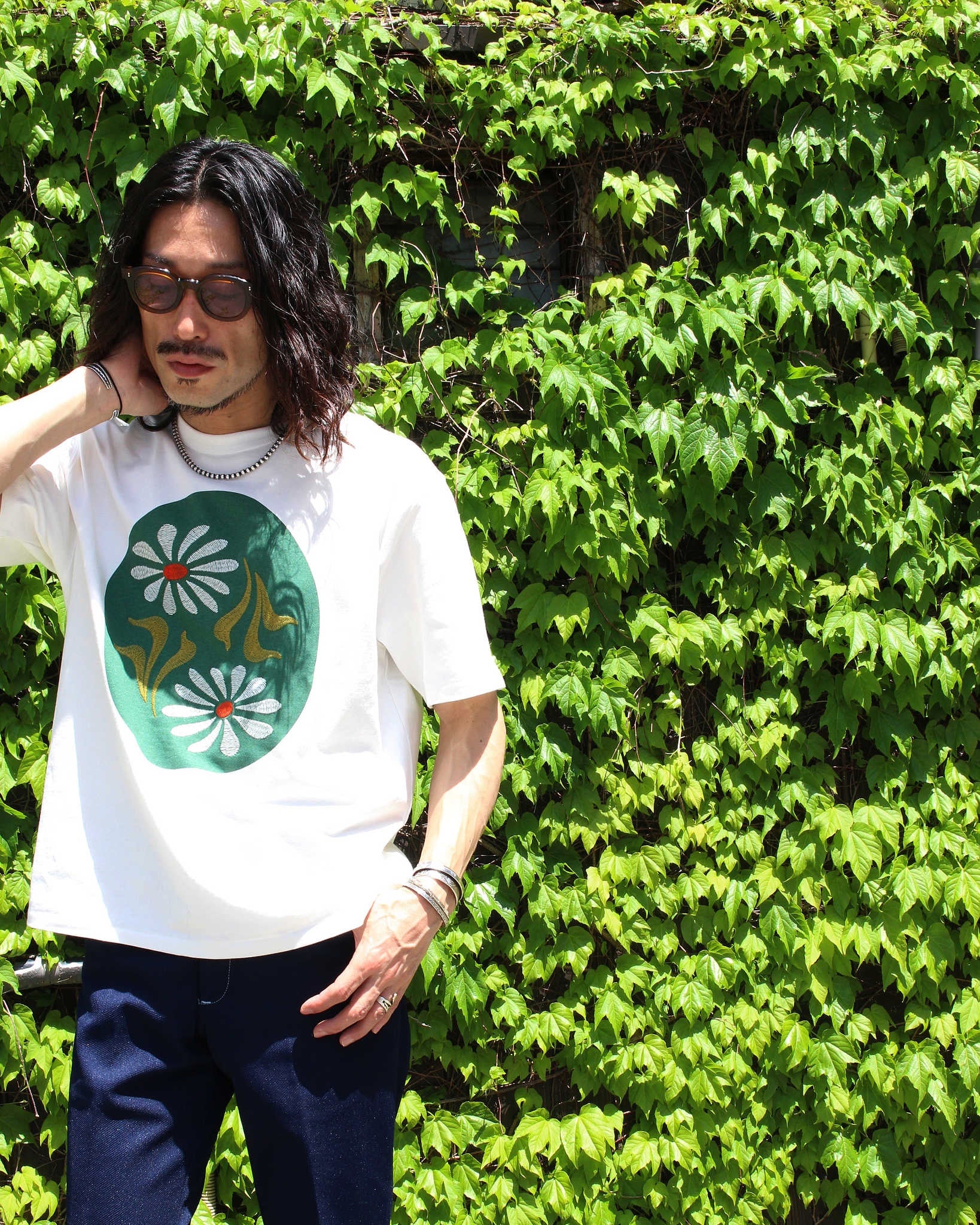 HAVE A GRATEFUL DAY ハブアグレイトフルデイ / T-SHIRT -MOKUSHUNGIKU ティーシャツモクシュンギク (GREEN グリーン)