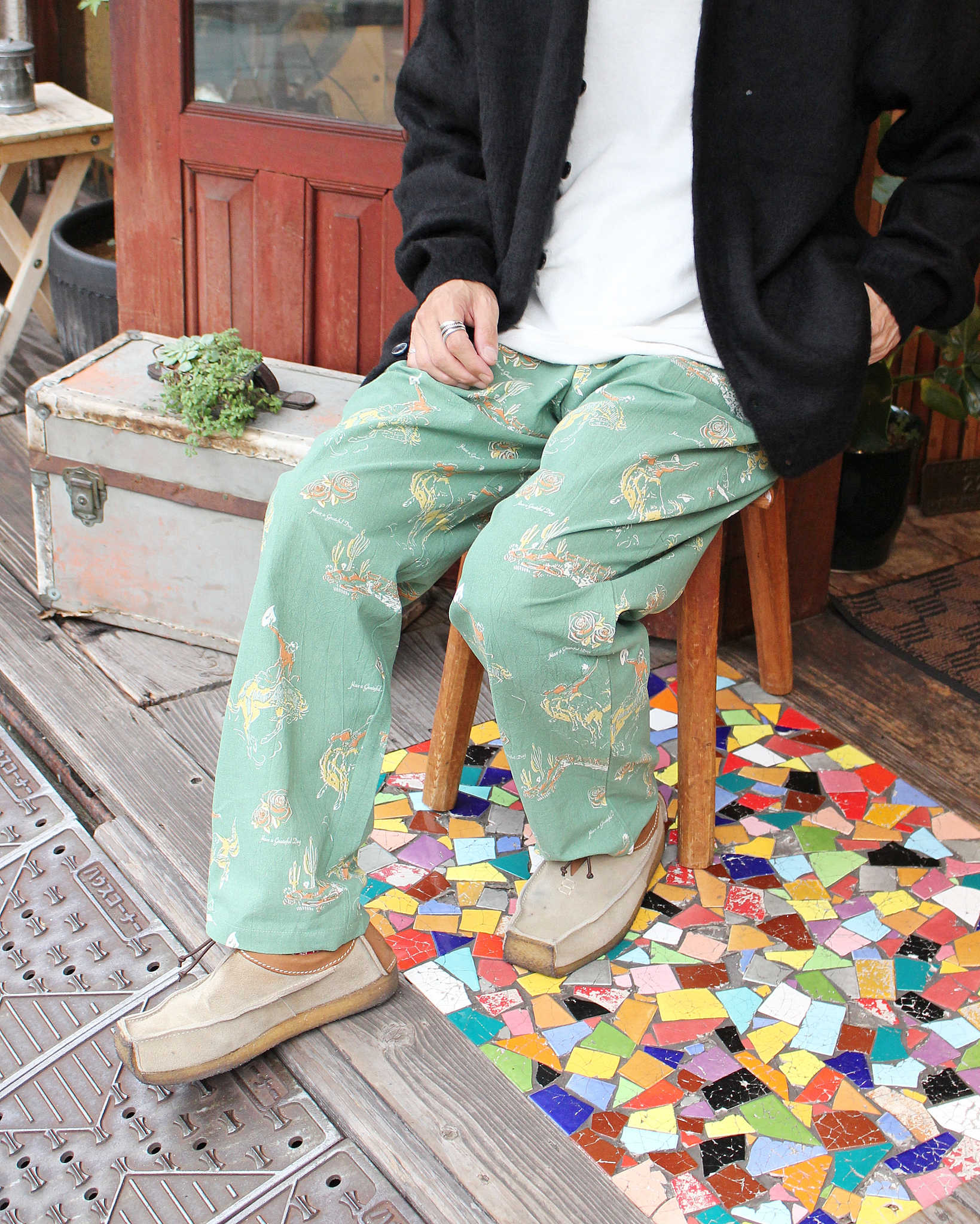 HAVE A GRATEFUL DAY ハブアグレイトフルデイ / AMPLE EASY PANTS アンプルイージーパンツ (GREEN グリーン)