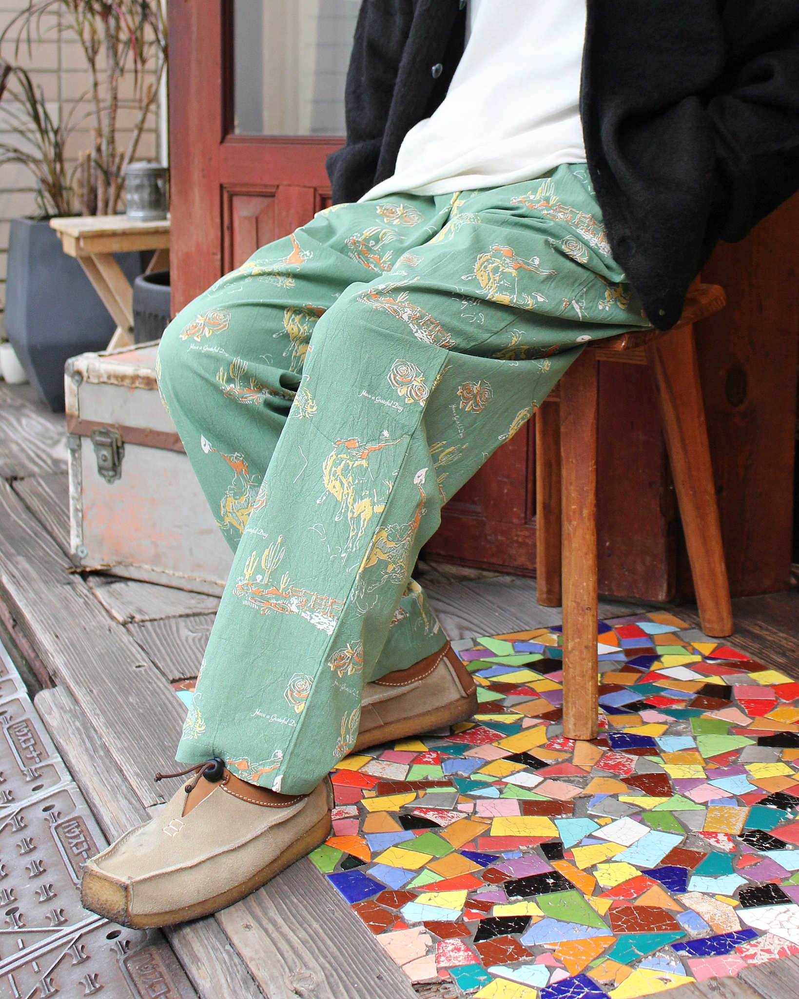 HAVE A GRATEFUL DAY ハブアグレイトフルデイ / AMPLE EASY PANTS アンプルイージーパンツ (GREEN グリーン)