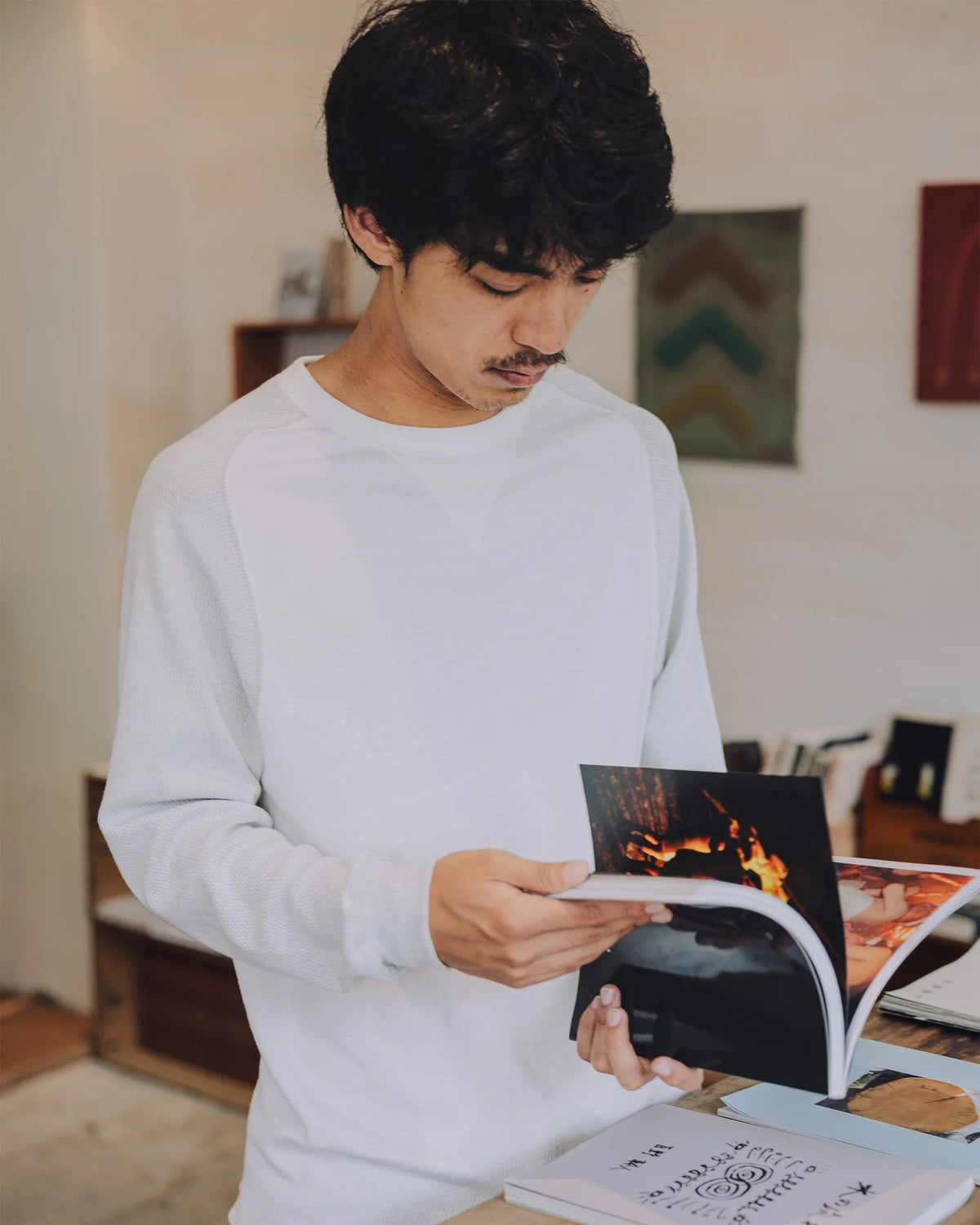 IMPRESTORE インプレストア / Nelson | Honecomb Thermal Freedom L/S Tee ハニカムサーマル (WHITE×GRAY ホワイトグレー)