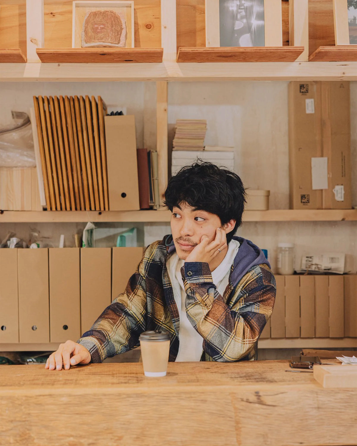 IMPRESTORE インプレストア / Springsteen | Flannel Hooded Shirt フランネルフードシャツ (BROWN×NAVY ブラウンネイビー)