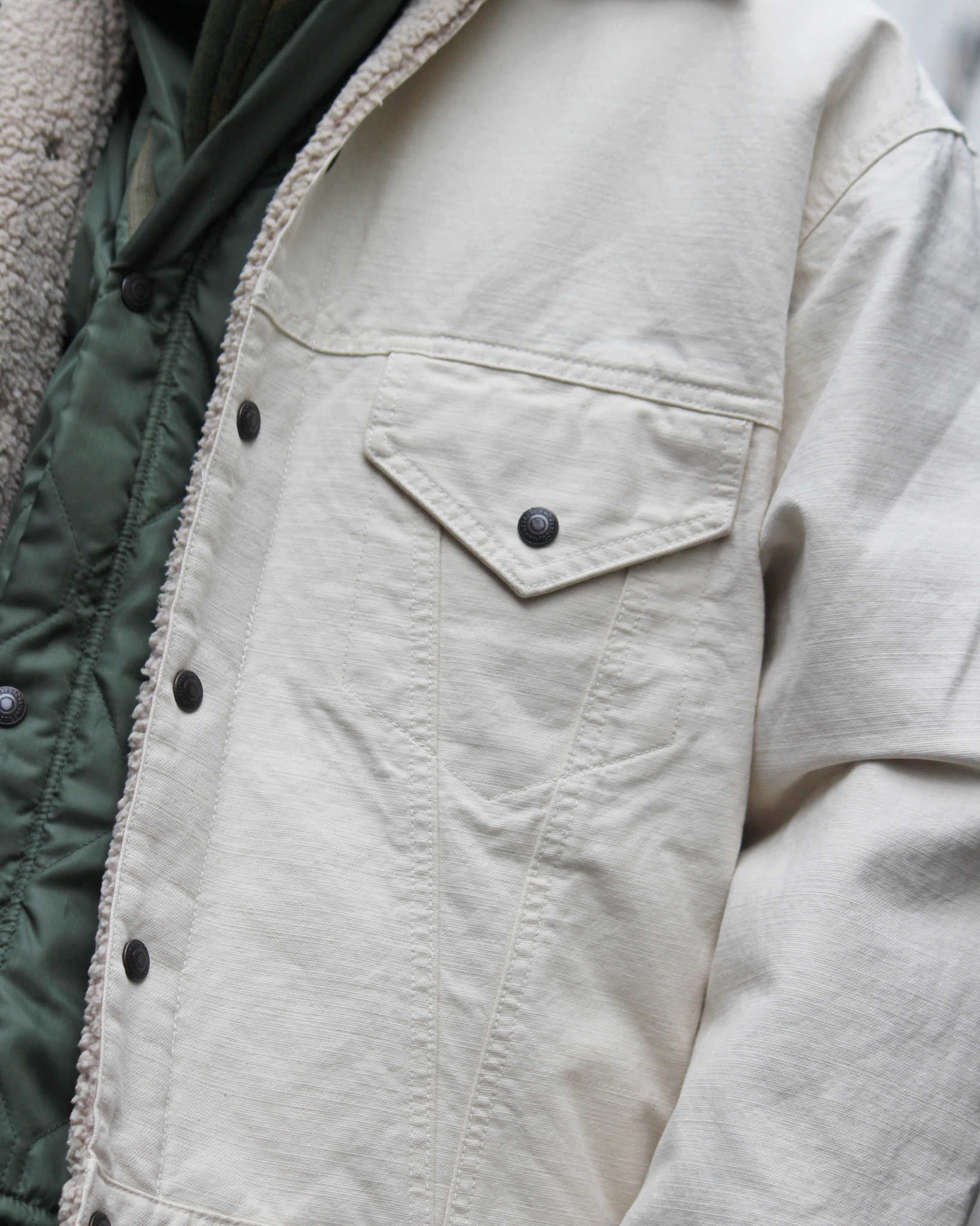 IMPRESTORE インプレストア / Niki | Denim boa jacket デニムボアジャケット (WHITE DENIM ホワイトデニム)