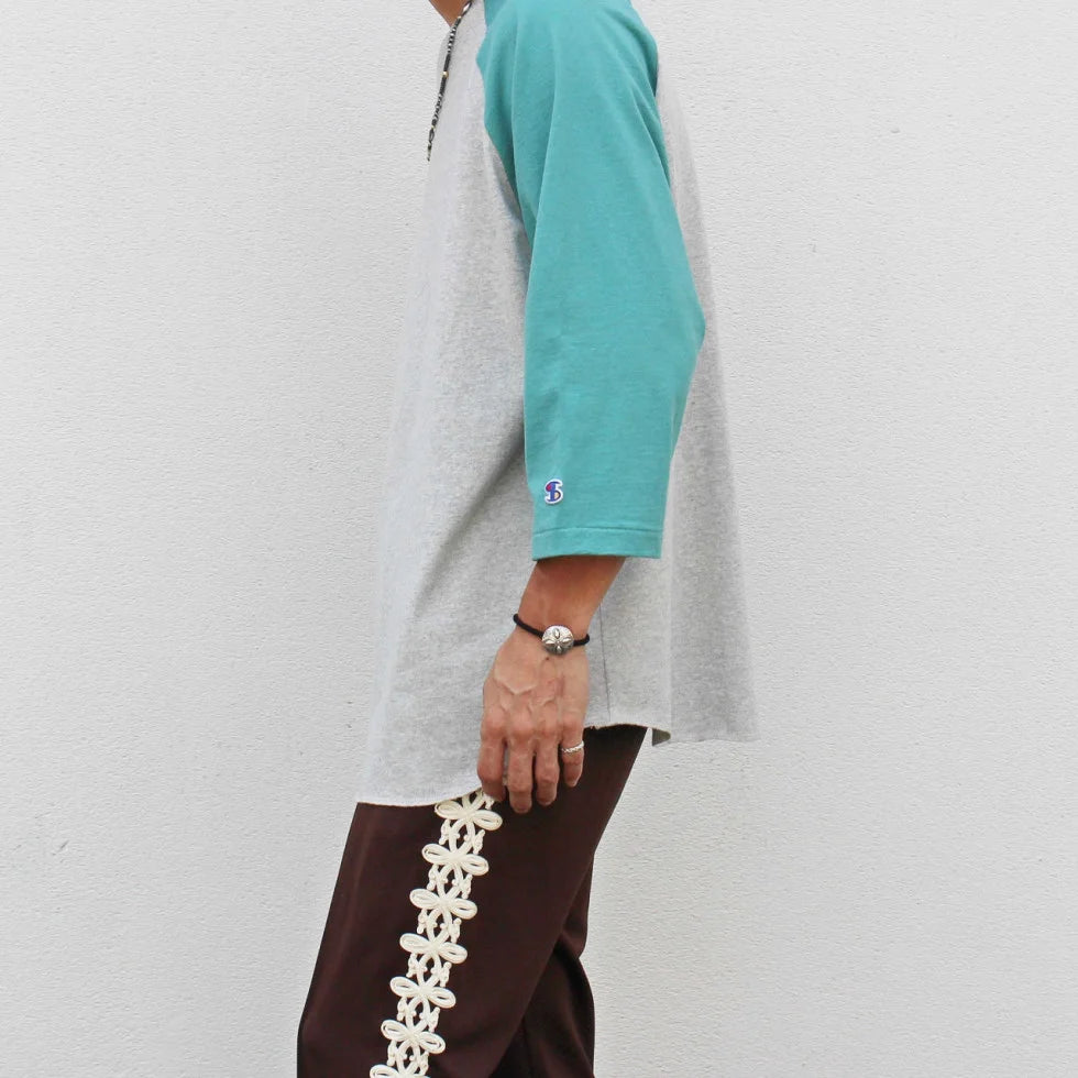 IMPRESTORE インプレストア / ARNOLD RAGLAN SLEEVE T-SHIRT アーノルドラグランスリーブティーシャツ (gray/turquois グレーターコイズ)