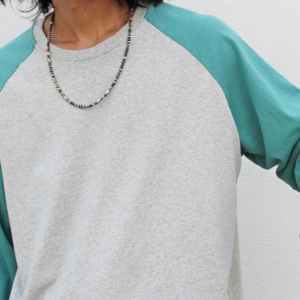 IMPRESTORE インプレストア / ARNOLD RAGLAN SLEEVE T-SHIRT アーノルドラグランスリーブティーシャツ (gray/turquois グレーターコイズ)