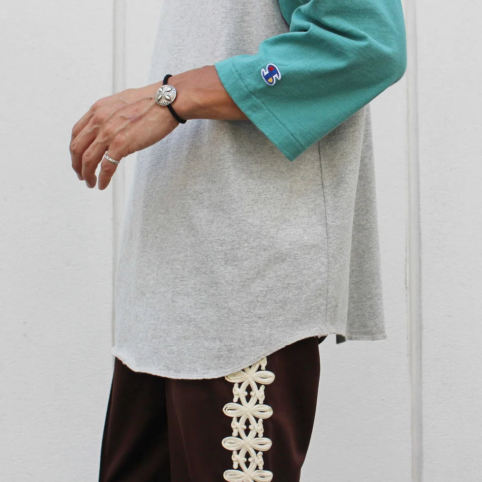 IMPRESTORE インプレストア / ARNOLD RAGLAN SLEEVE T-SHIRT アーノルドラグランスリーブティーシャツ (gray/turquois グレーターコイズ)