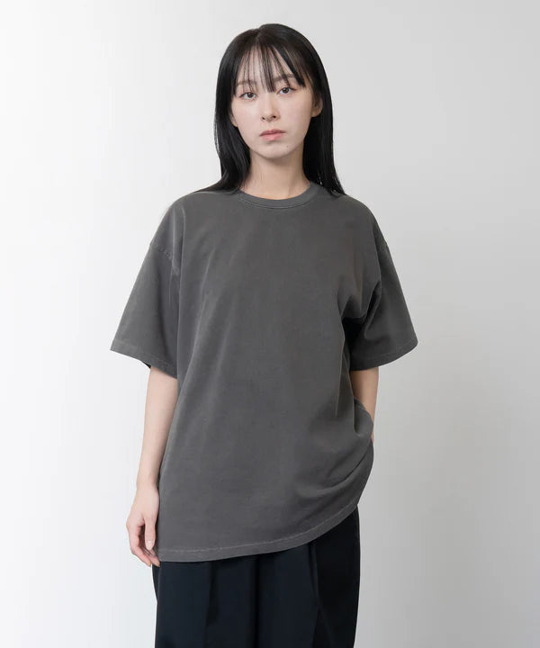 Knuu ヌウ / Heavy Crewneck Pigment Dye T-Shirt ヘビークルーネックピグメントダイティーシャツ (BLACK ブラック)