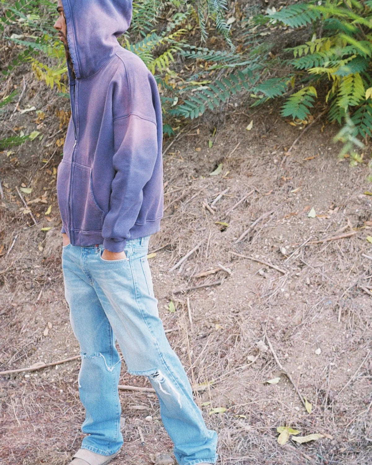 MOOJIMOOJI ムージムージー / OVERSIZE ZIP UP HOODIE AGED オーバーサイズジップアップフーディー (PURPLE パープル)