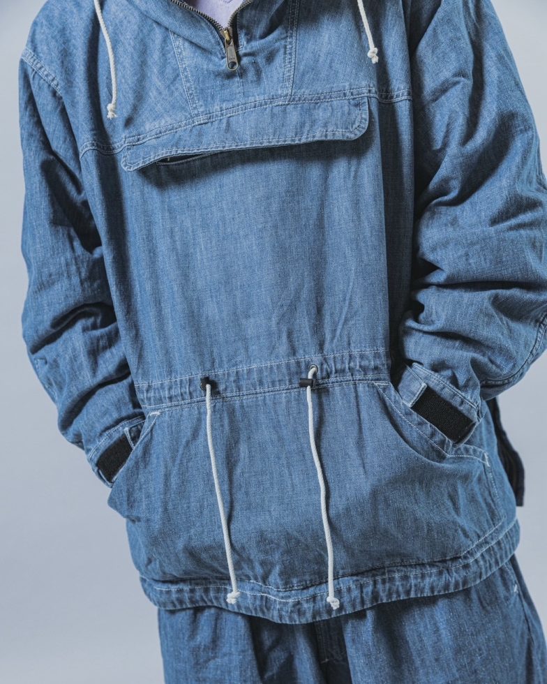 IMPRESTORE インプレストア / Richie リッチー | anorak hoodie アノラックフーディー (Blue Denim Vintage wash ブルーデニムヴィンテージウォッシュ)