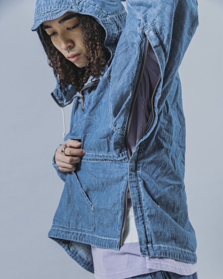IMPRESTORE インプレストア / Richie リッチー | anorak hoodie アノラックフーディー (Blue Denim Vintage wash ブルーデニムヴィンテージウォッシュ)