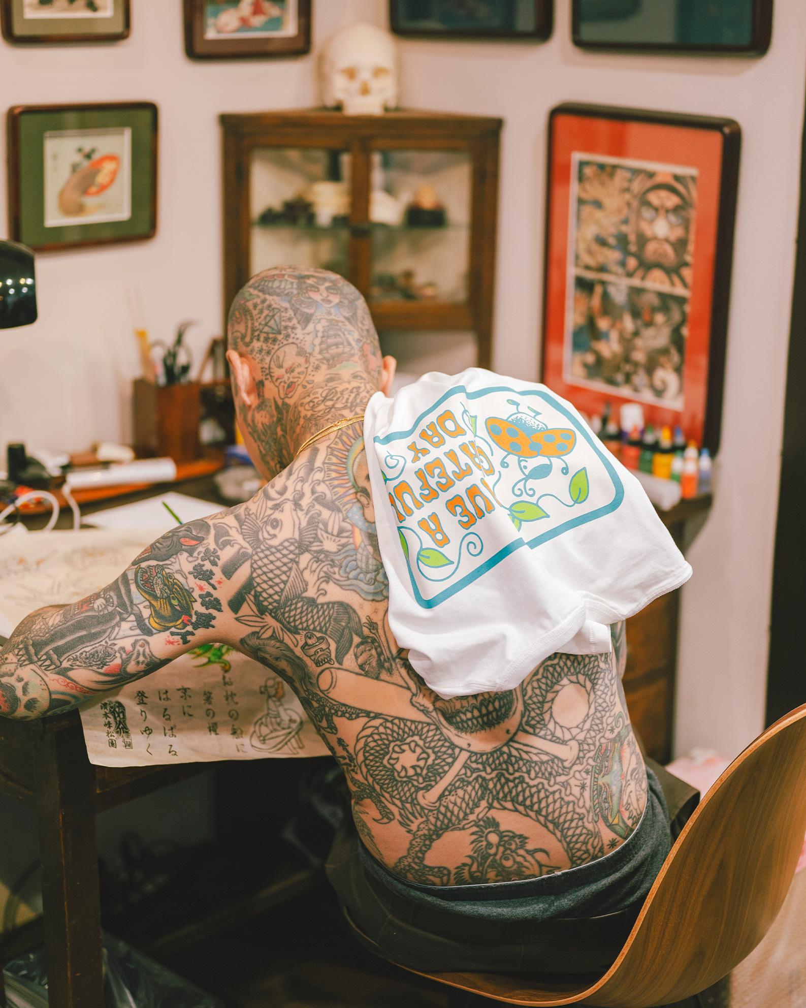 HAVE A GRATEFUL DAY ハブアグレイトフルデイ / YH×HGD T-SHIRT -LADY BUG レディバグ (WHITE ホワイト)