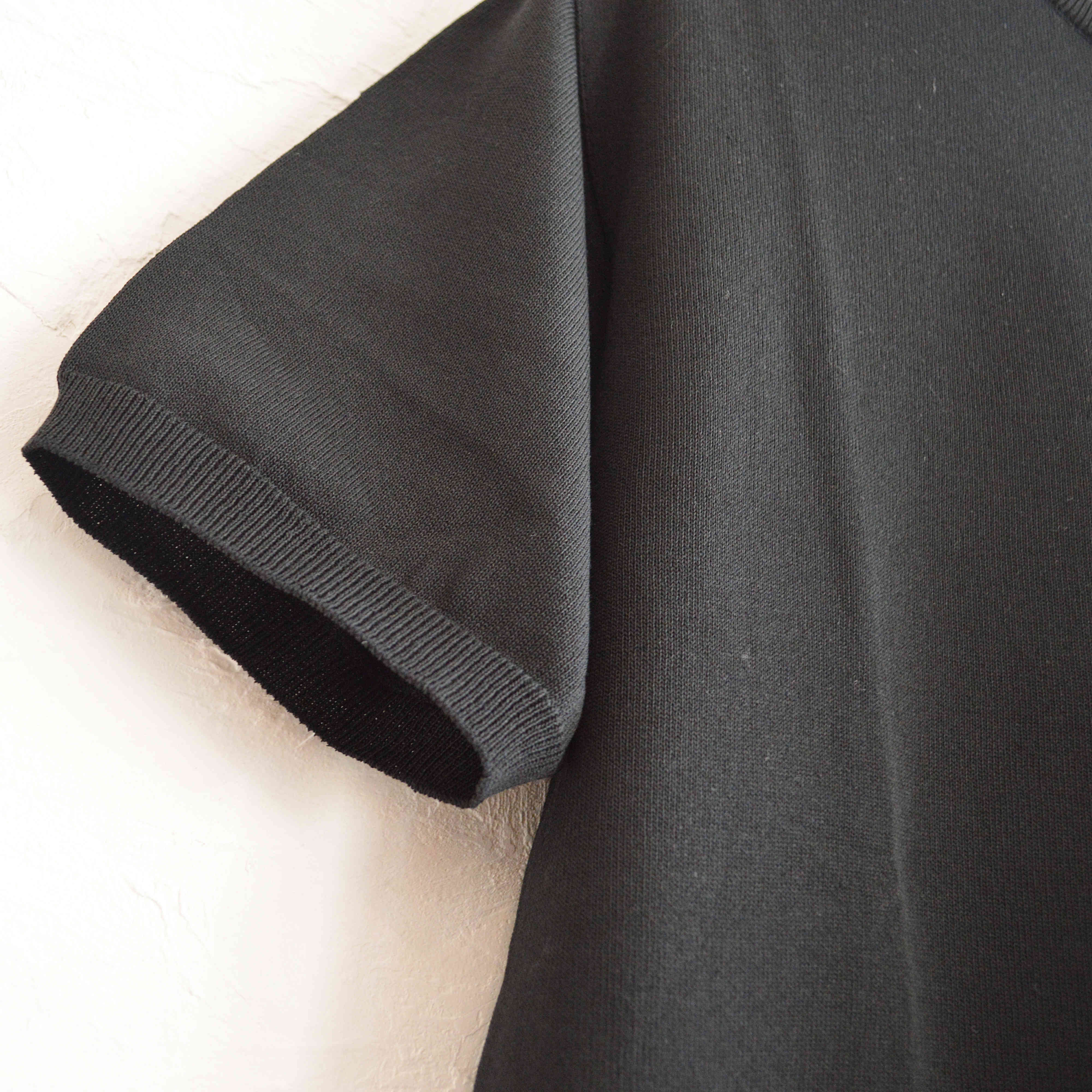 soglia ソリア / COTTON FIT Seamless Henley neck knit T-shirt (BLACK ブラック)