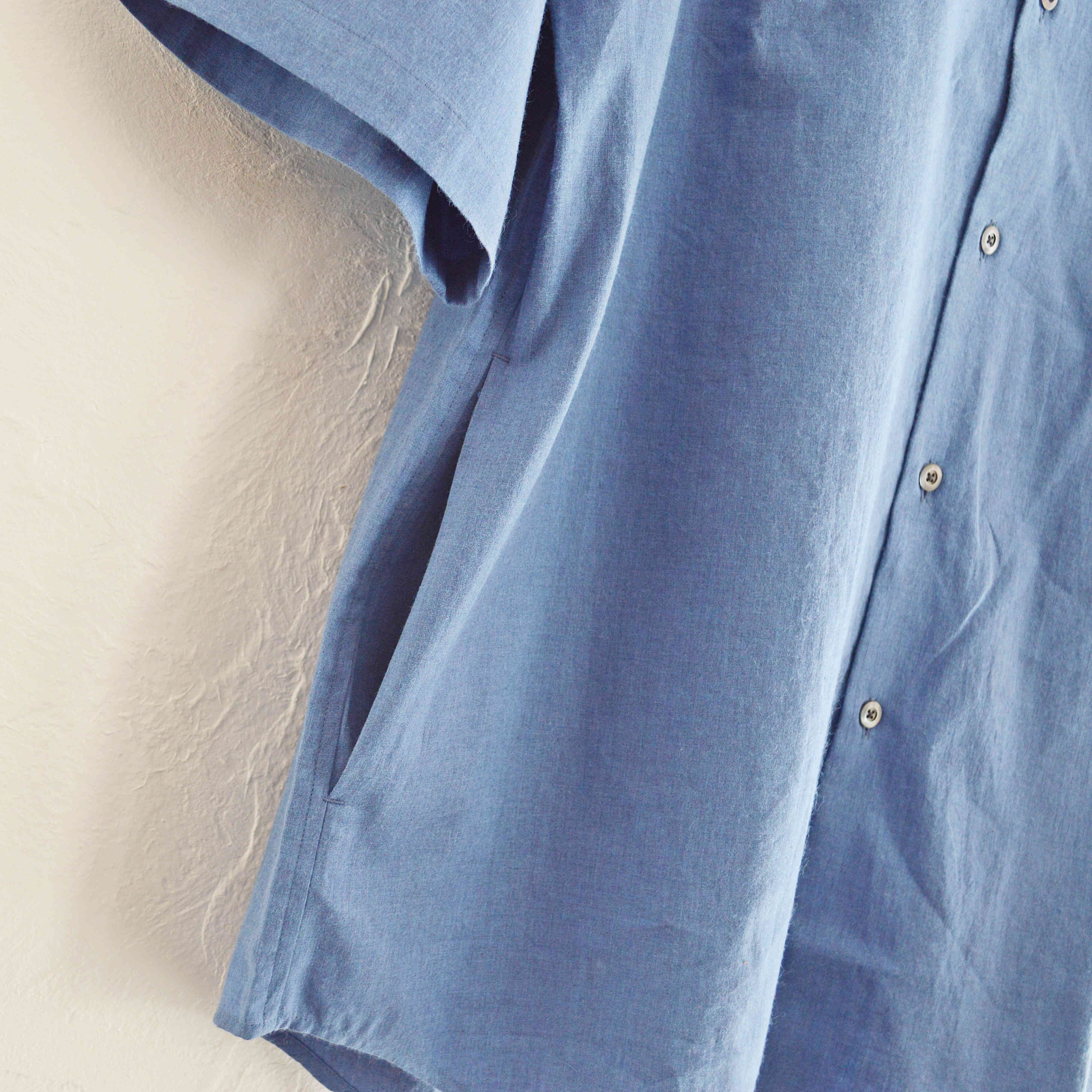 LAMOND ラモンド / BAND COLLAR CHAMBRAY SHIRTS バンドカラーシャンブレーシャツ (BLUE ブルー）