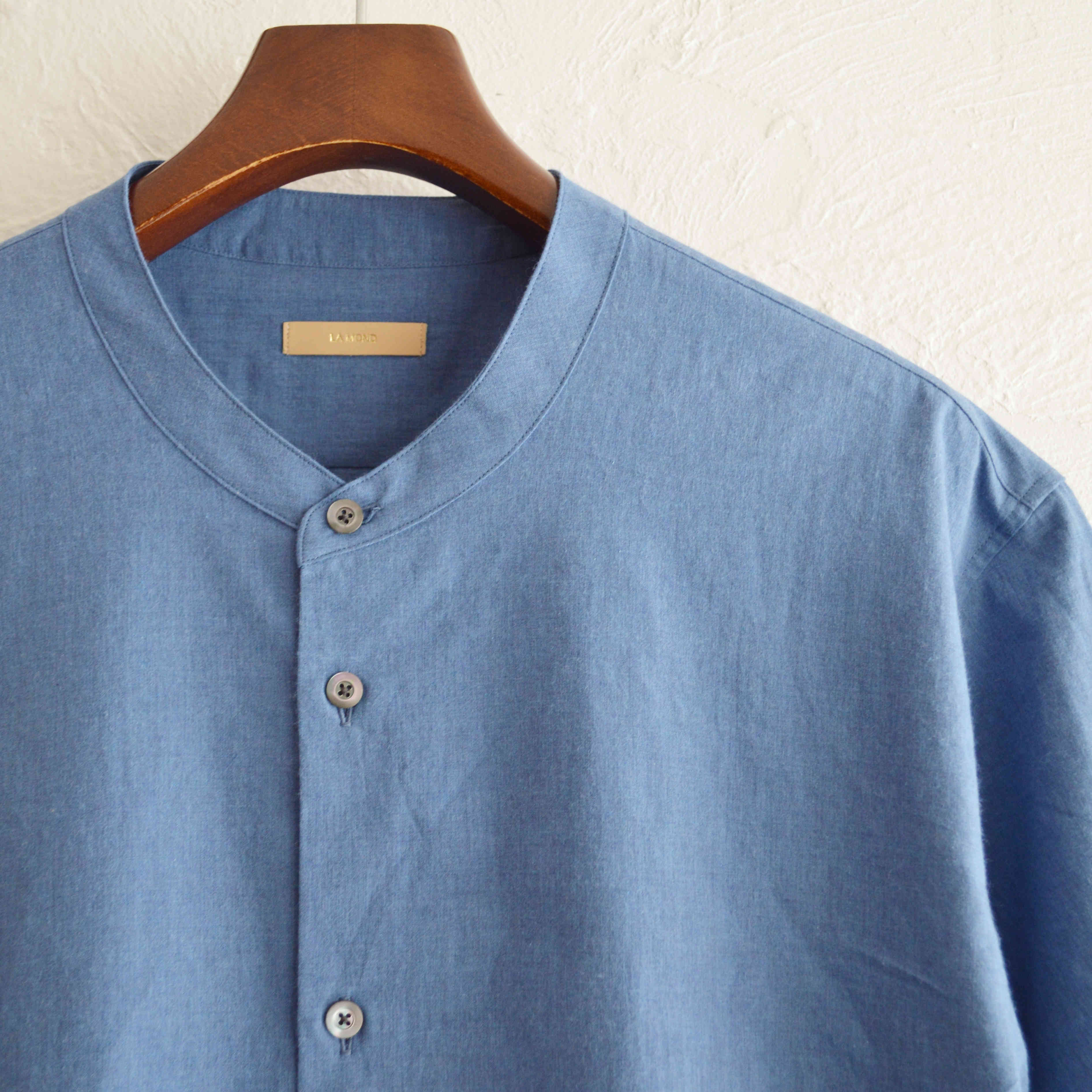 LAMOND ラモンド / BAND COLLAR CHAMBRAY SHIRTS バンドカラーシャンブレーシャツ (BLUE ブルー）