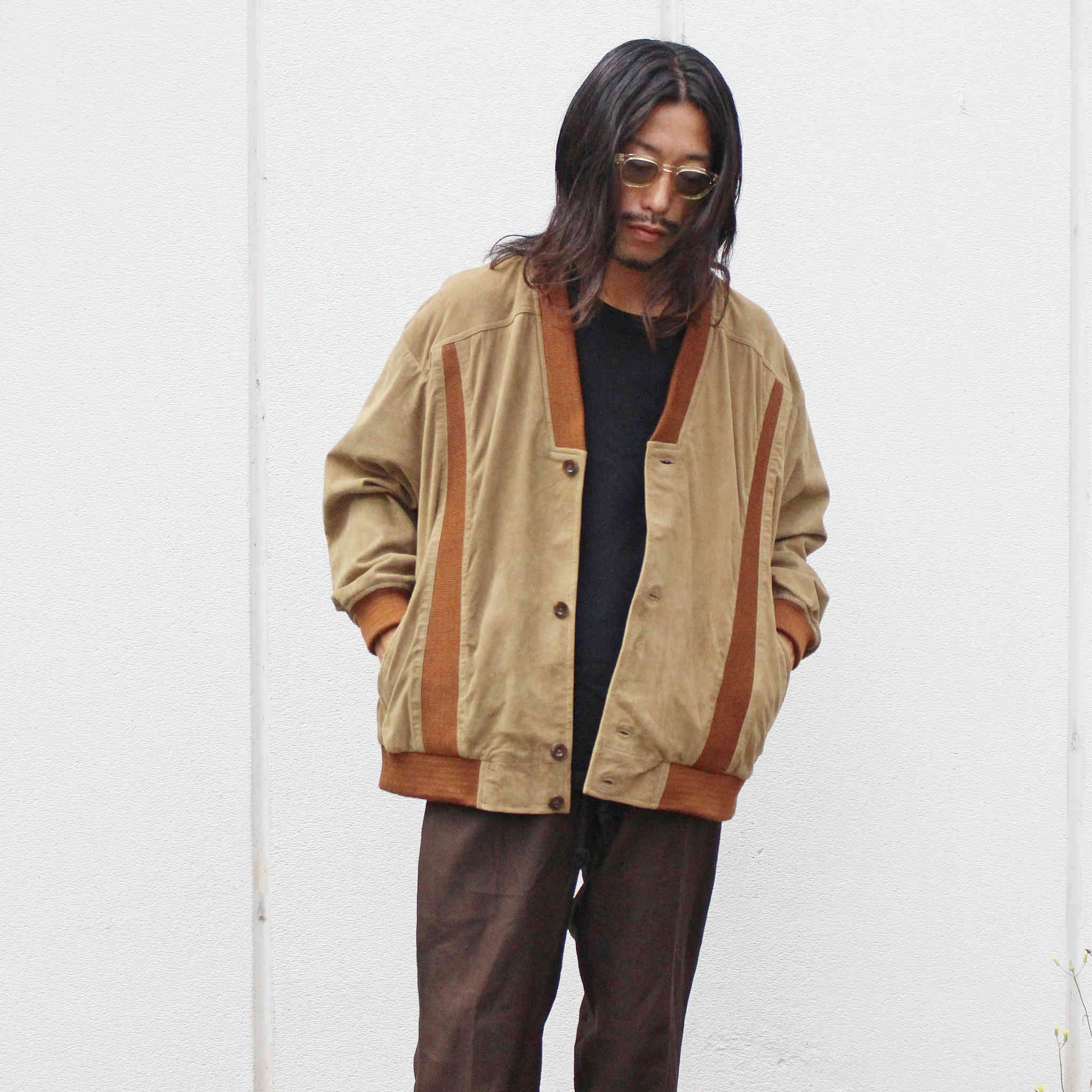 Nasngwam. ナスングワム / ROOT LEATHER CARDIGAN ルートレザーカーディガン (BROWN ブラウン)