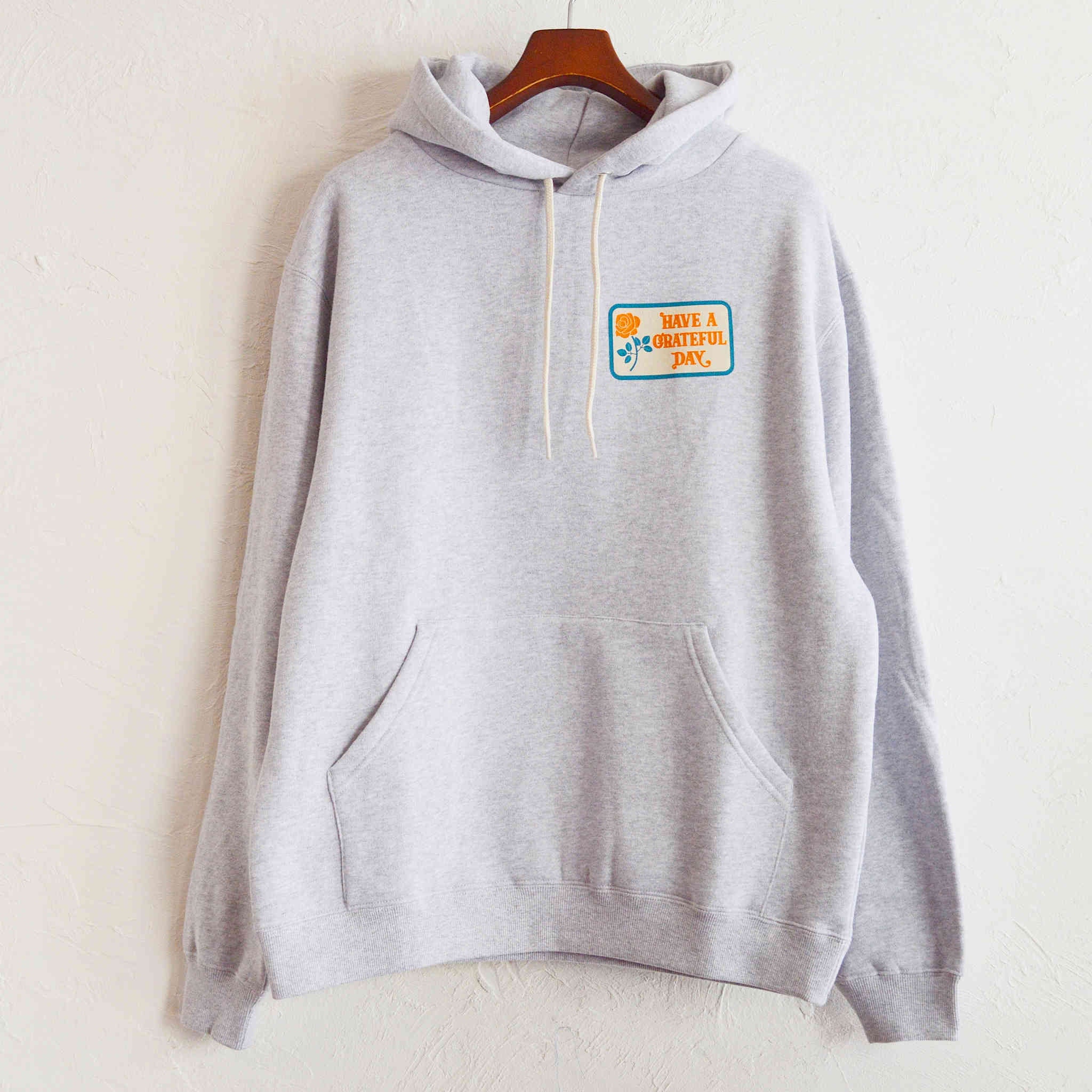 HAVE A GRATEFUL DAY ハブアグレイトフルデイ / HOODIE SWEATSHIRT -BOX LOGO フーディースウェットシャツボックスロゴ (GRAY グレー)