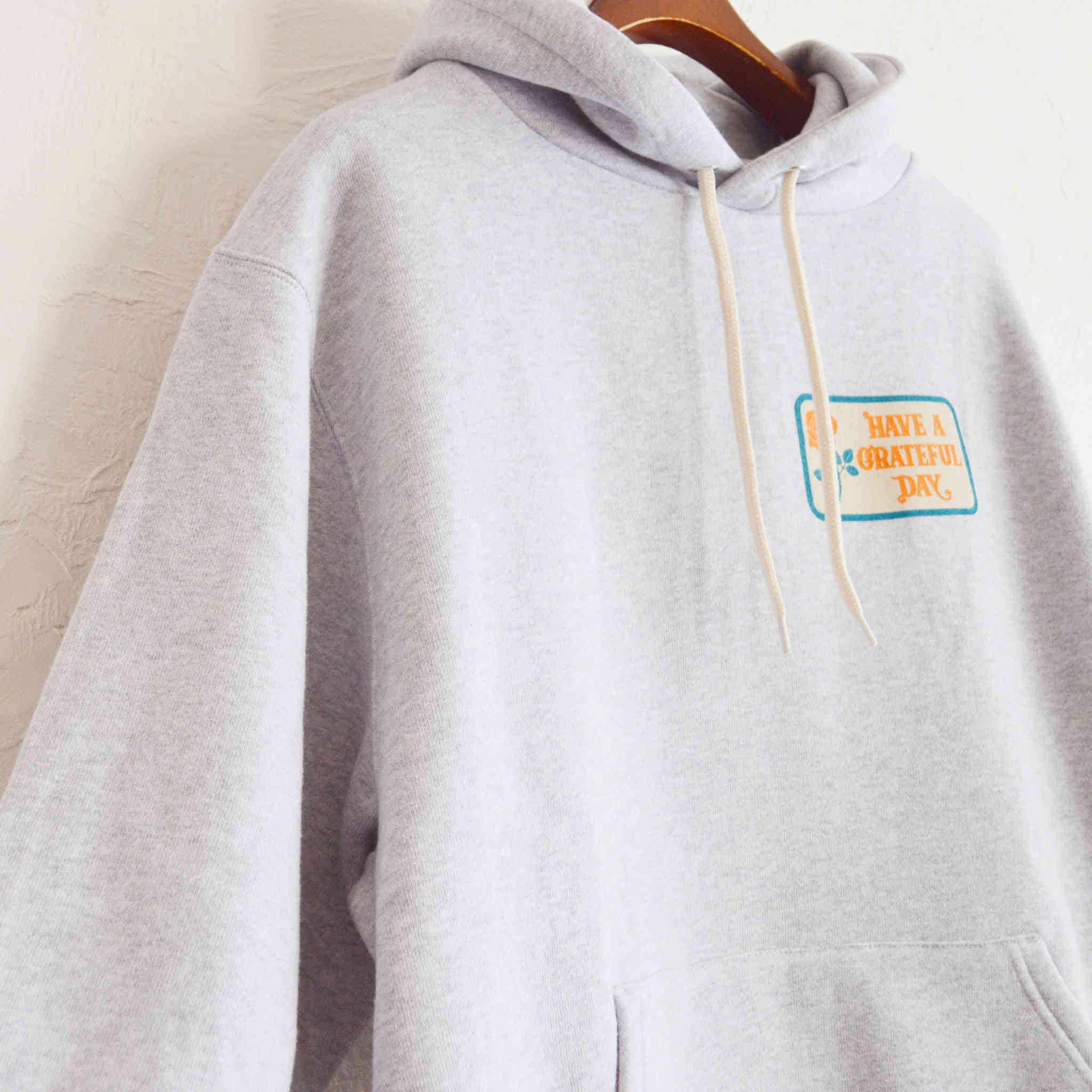 HAVE A GRATEFUL DAY ハブアグレイトフルデイ / HOODIE SWEATSHIRT -BOX LOGO フーディースウェットシャツボックスロゴ (GRAY グレー)