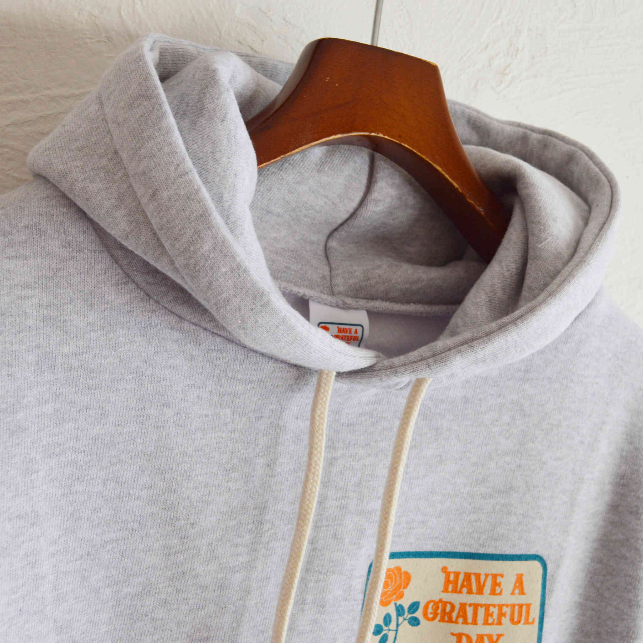 HAVE A GRATEFUL DAY ハブアグレイトフルデイ / HOODIE SWEATSHIRT -BOX LOGO フーディースウェットシャツボックスロゴ (GRAY グレー)