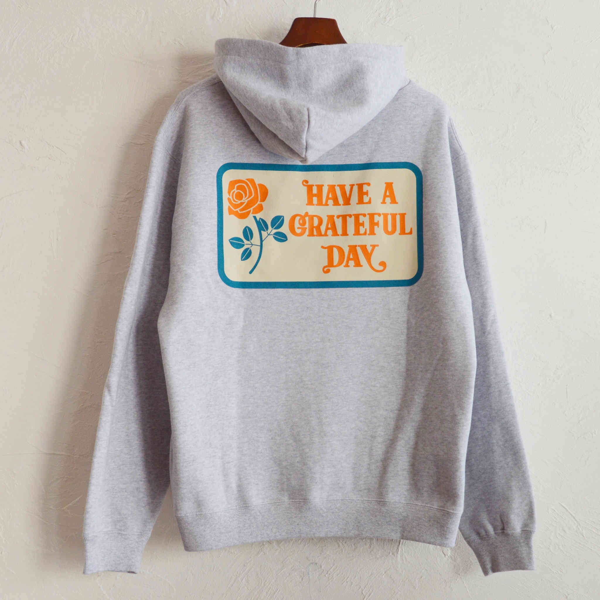 HAVE A GRATEFUL DAY ハブアグレイトフルデイ / HOODIE SWEATSHIRT -BOX LOGO フーディースウェットシャツボックスロゴ (GRAY グレー)