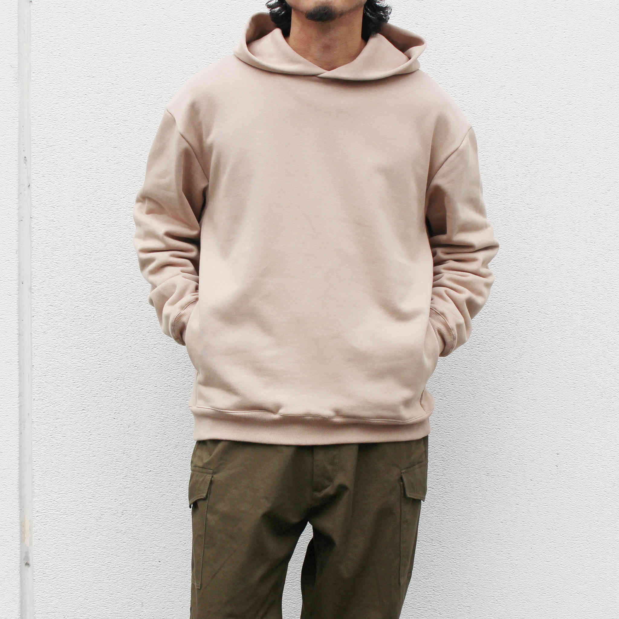 LAMOND ラモンド / SPAIN PIMA PULLOVER PARKA スペインピマプルオーバーパーカー (LIGHT BEIGE ライトベージュ)
