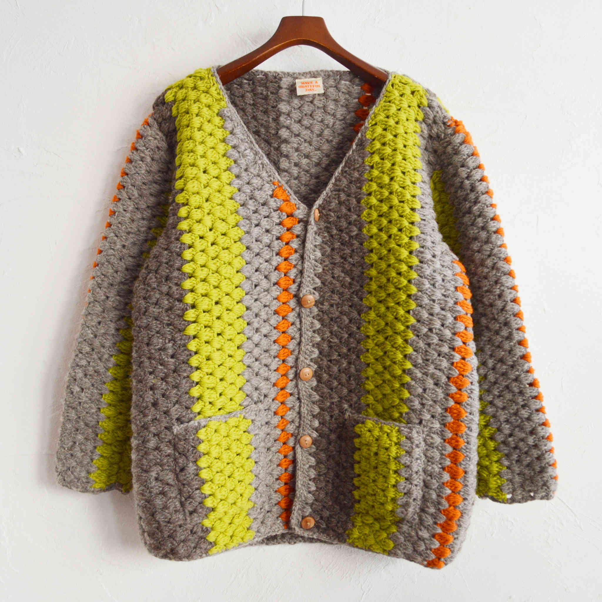 HAVE A GRATEFUL DAY ハブアグレイトフルデイ / CROCHET CARDIGAN クロシェカーディガン (BROWN ブラウン)