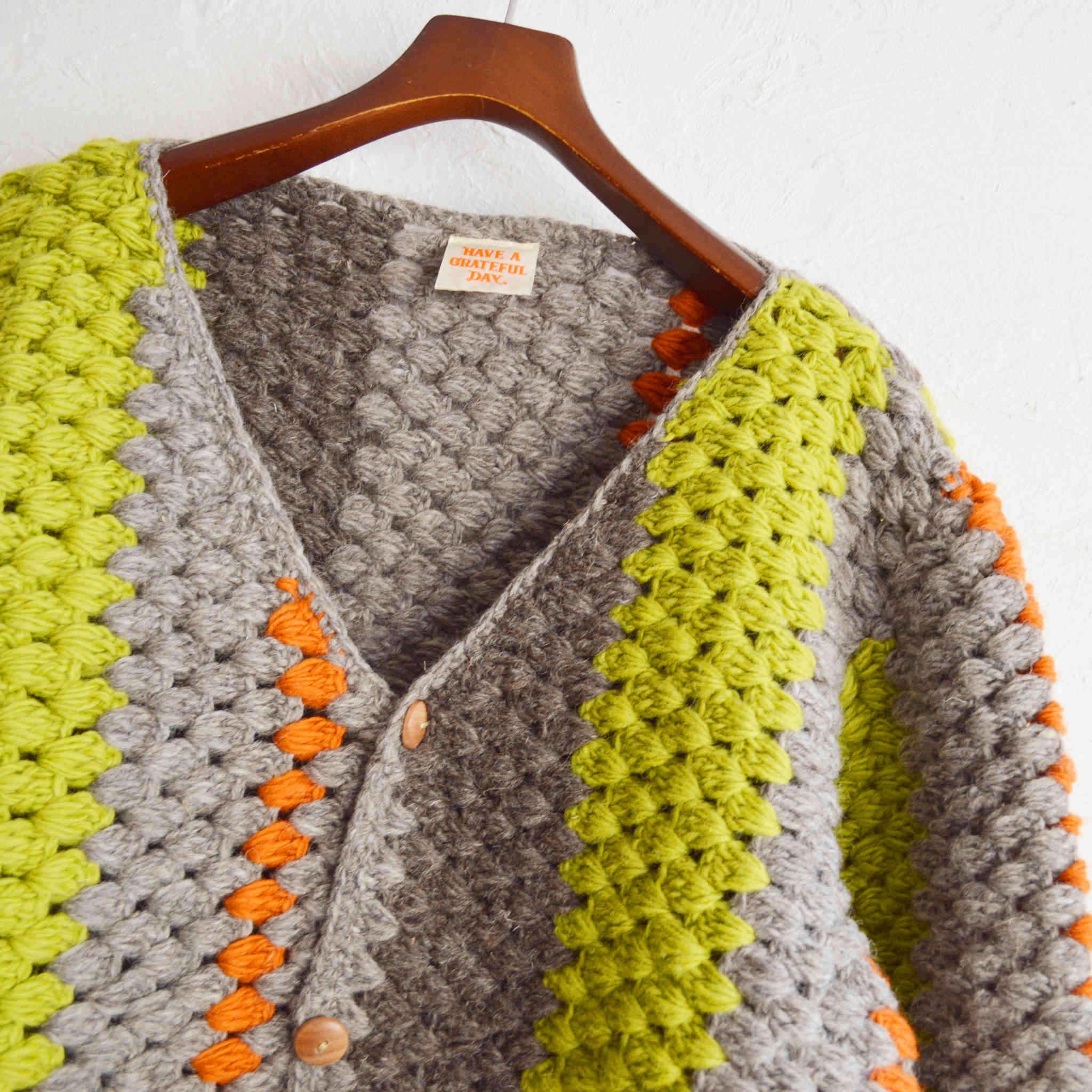 HAVE A GRATEFUL DAY ハブアグレイトフルデイ / CROCHET CARDIGAN クロシェカーディガン (BROWN ブラウン)