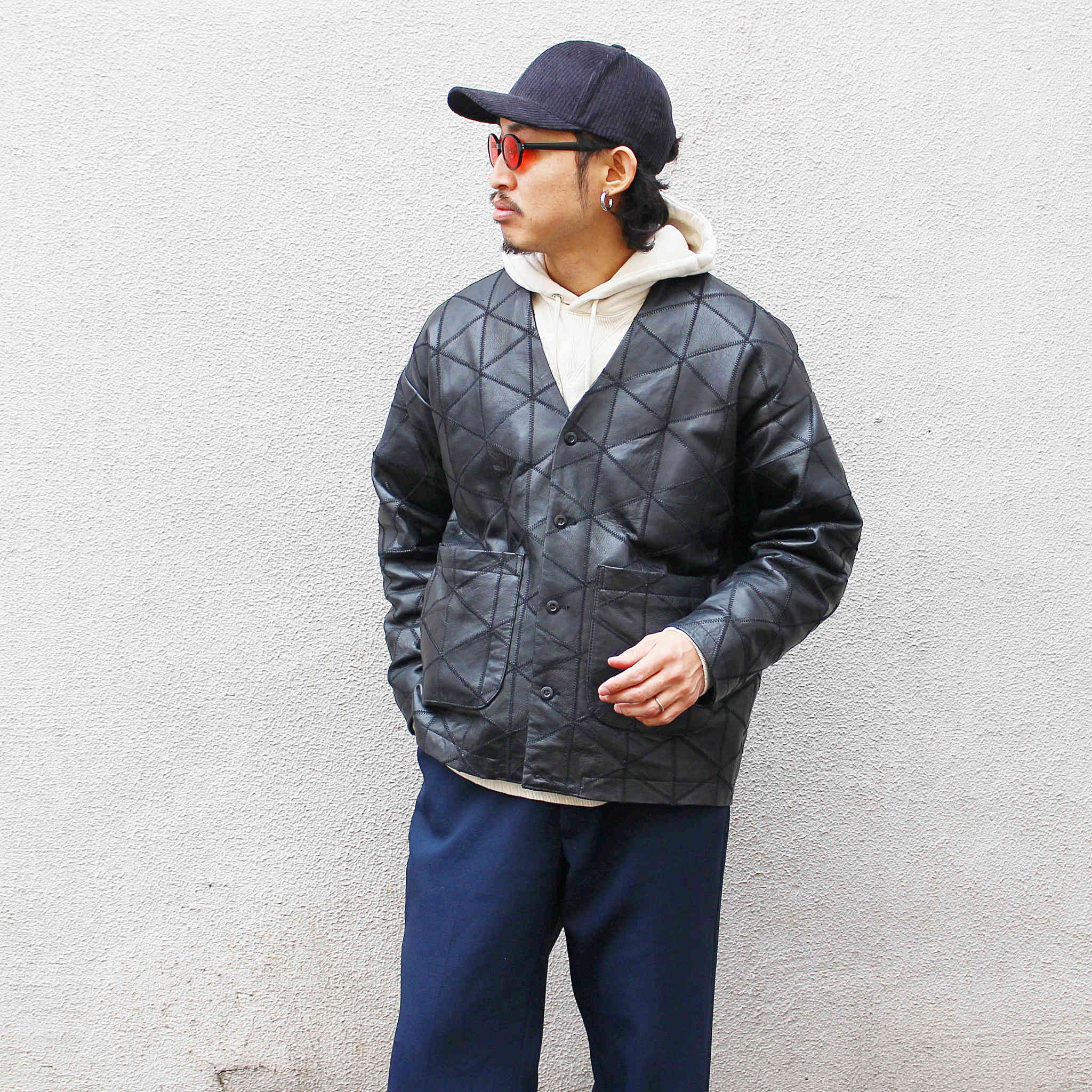 Nasngwam. ナスングワム / WAILERS LEATHER JACKET ウェイラーズレザージャケット (BLACK ブラック)