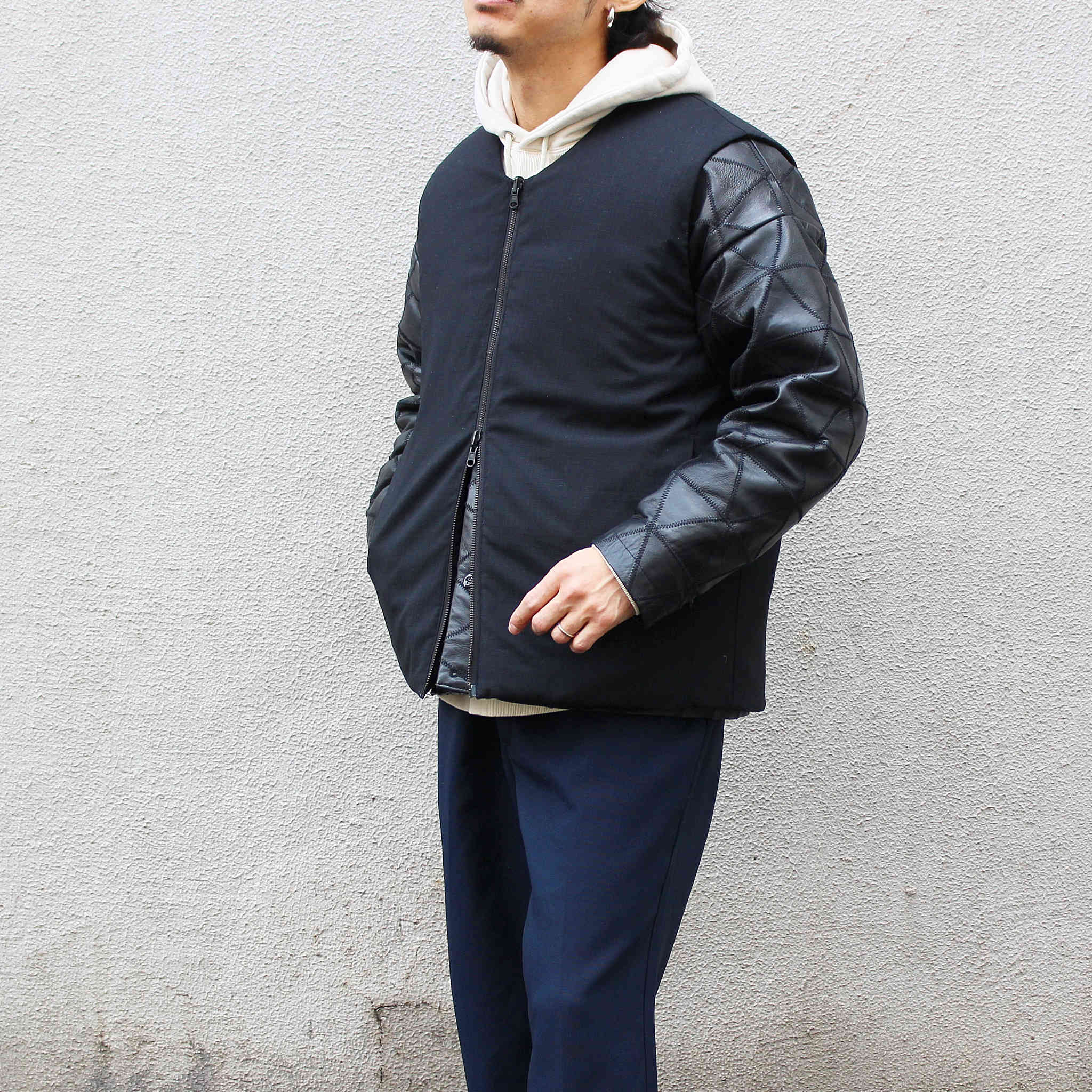 Nasngwam. ナスングワム / WAILERS LEATHER JACKET ウェイラーズレザージャケット (BLACK ブラック)