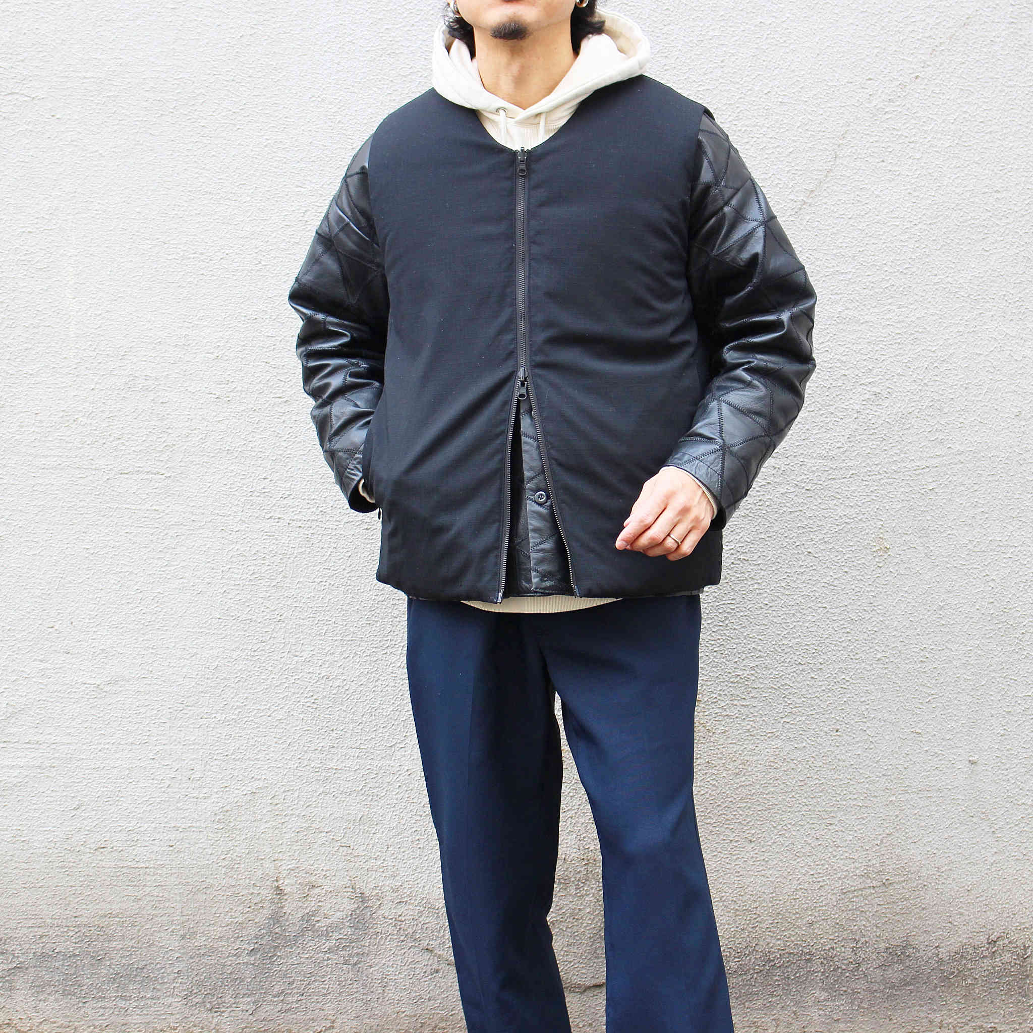 Nasngwam. ナスングワム / WAILERS LEATHER JACKET ウェイラーズレザージャケット (BLACK ブラック)