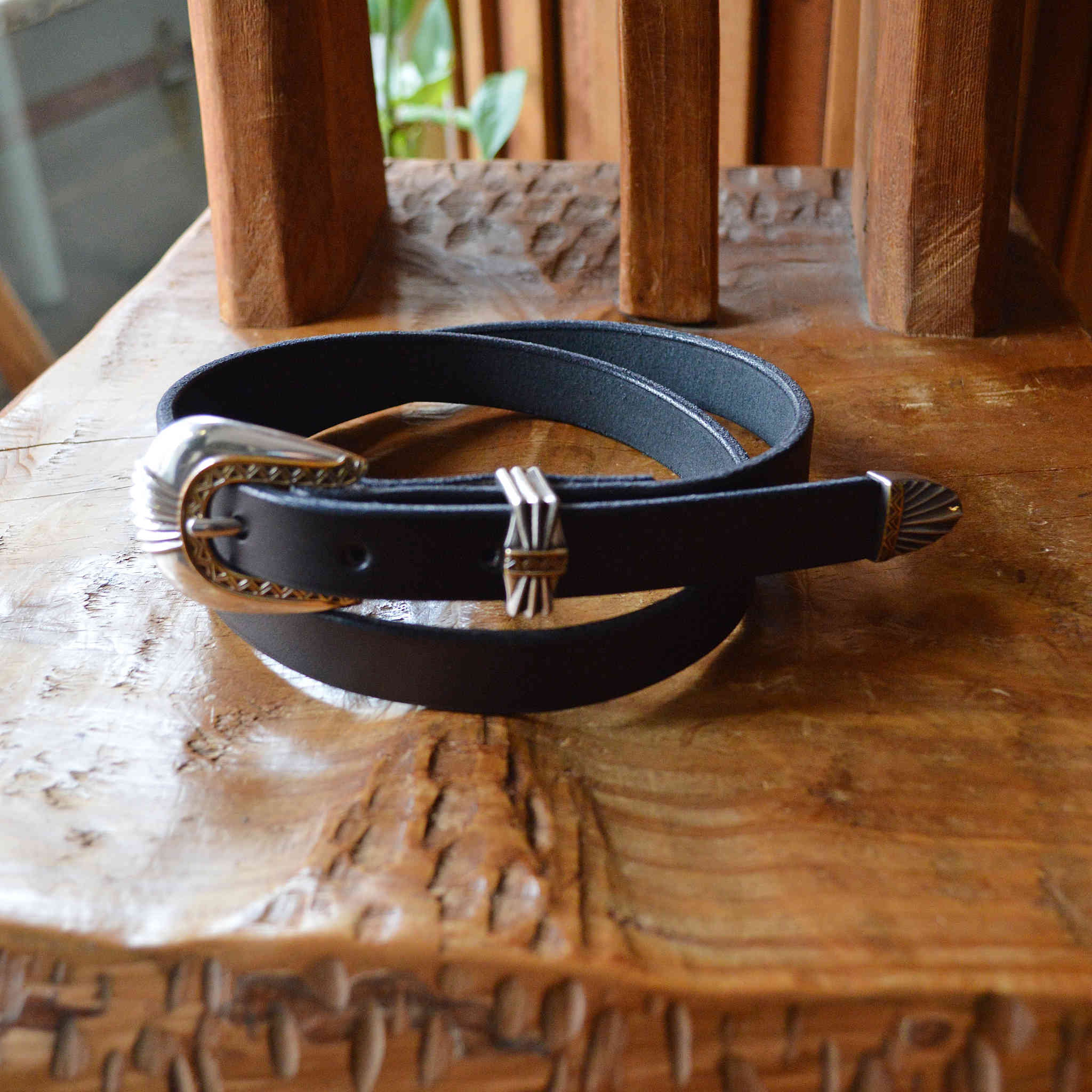 MOON SHINE LEATHER ムーンシャインレザー / DEL RIO BUCKLE BELT デルリオバックルベルト (BLACK ブラック)