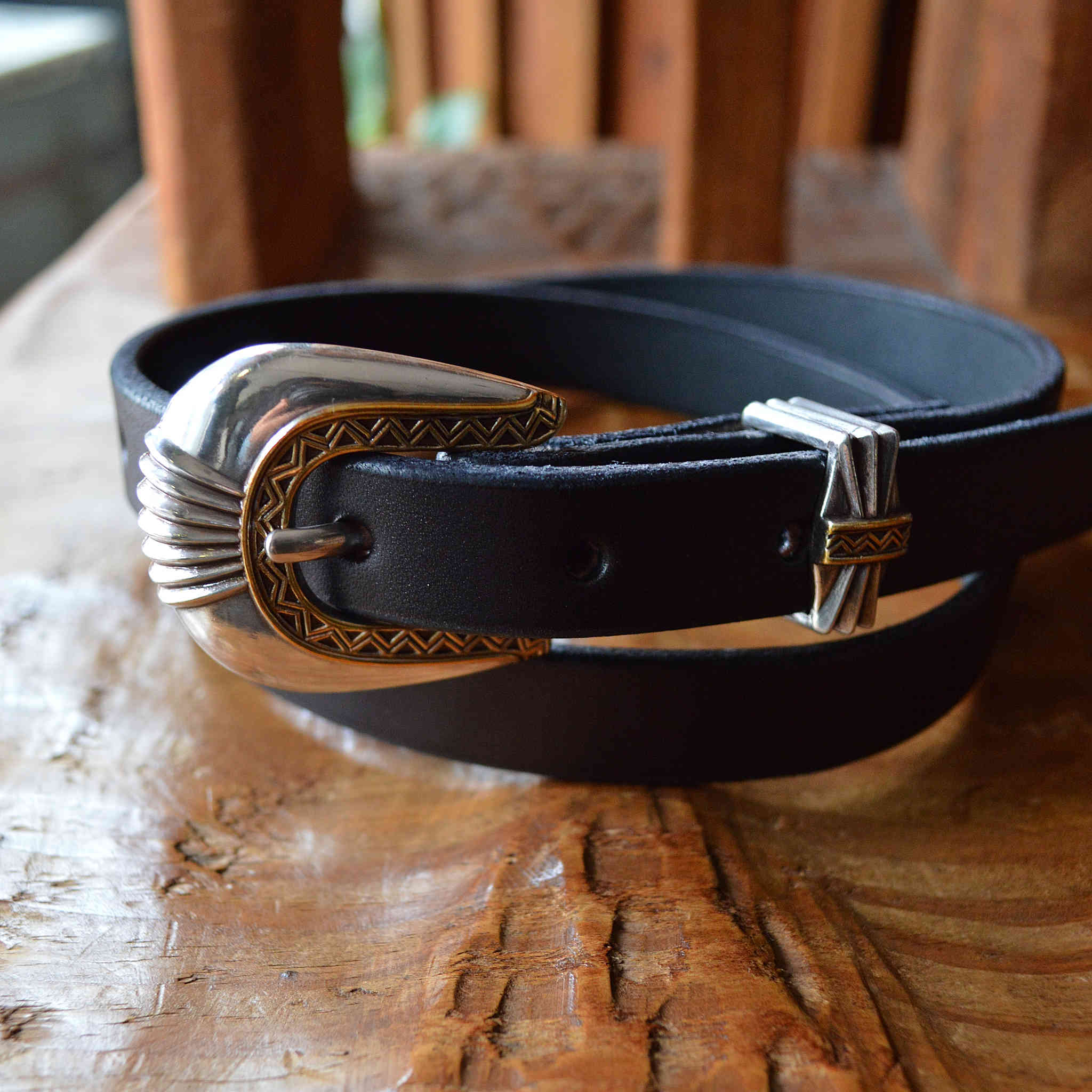 MOON SHINE LEATHER ムーンシャインレザー / DEL RIO BUCKLE BELT デルリオバックルベルト (BLACK ブラック)