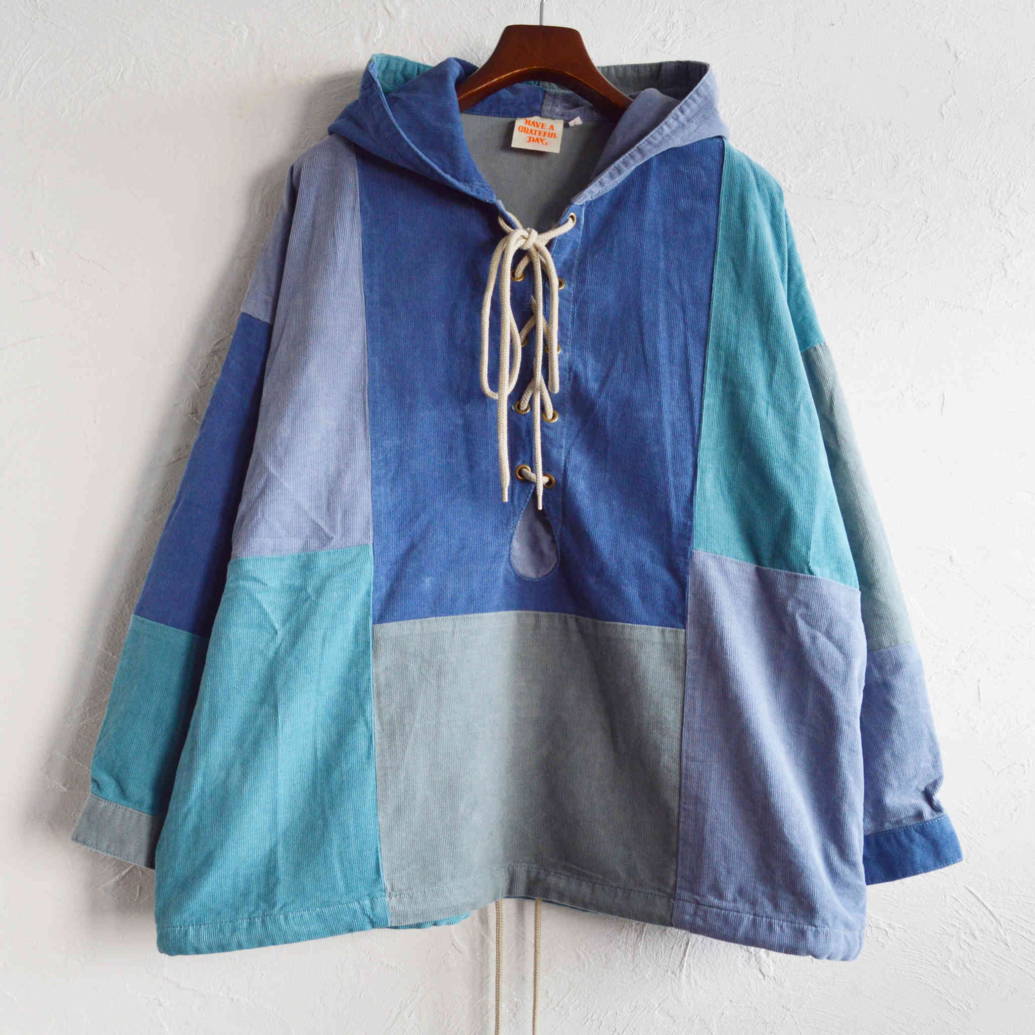 HAVE A GRATEFUL DAY ハブアグレイトフルデイ / LACE UP HOODIE レースアップフーディー (NAVY ネイビー)
