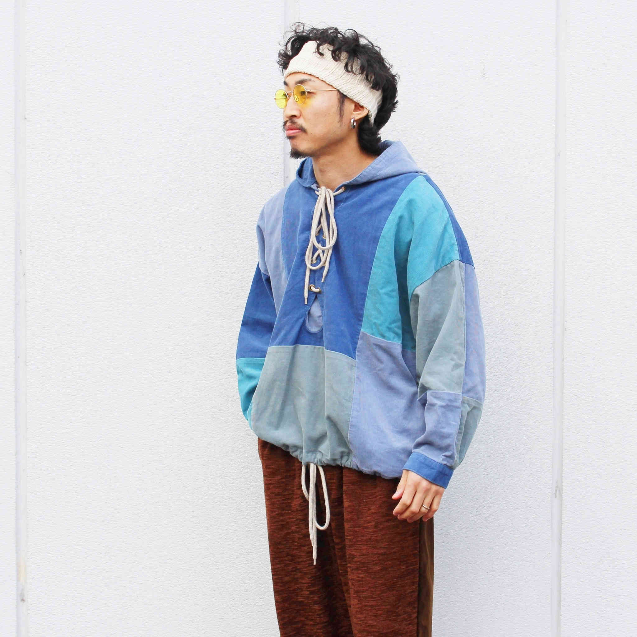 HAVE A GRATEFUL DAY ハブアグレイトフルデイ / LACE UP HOODIE レースアップフーディー (NAVY ネイビー)