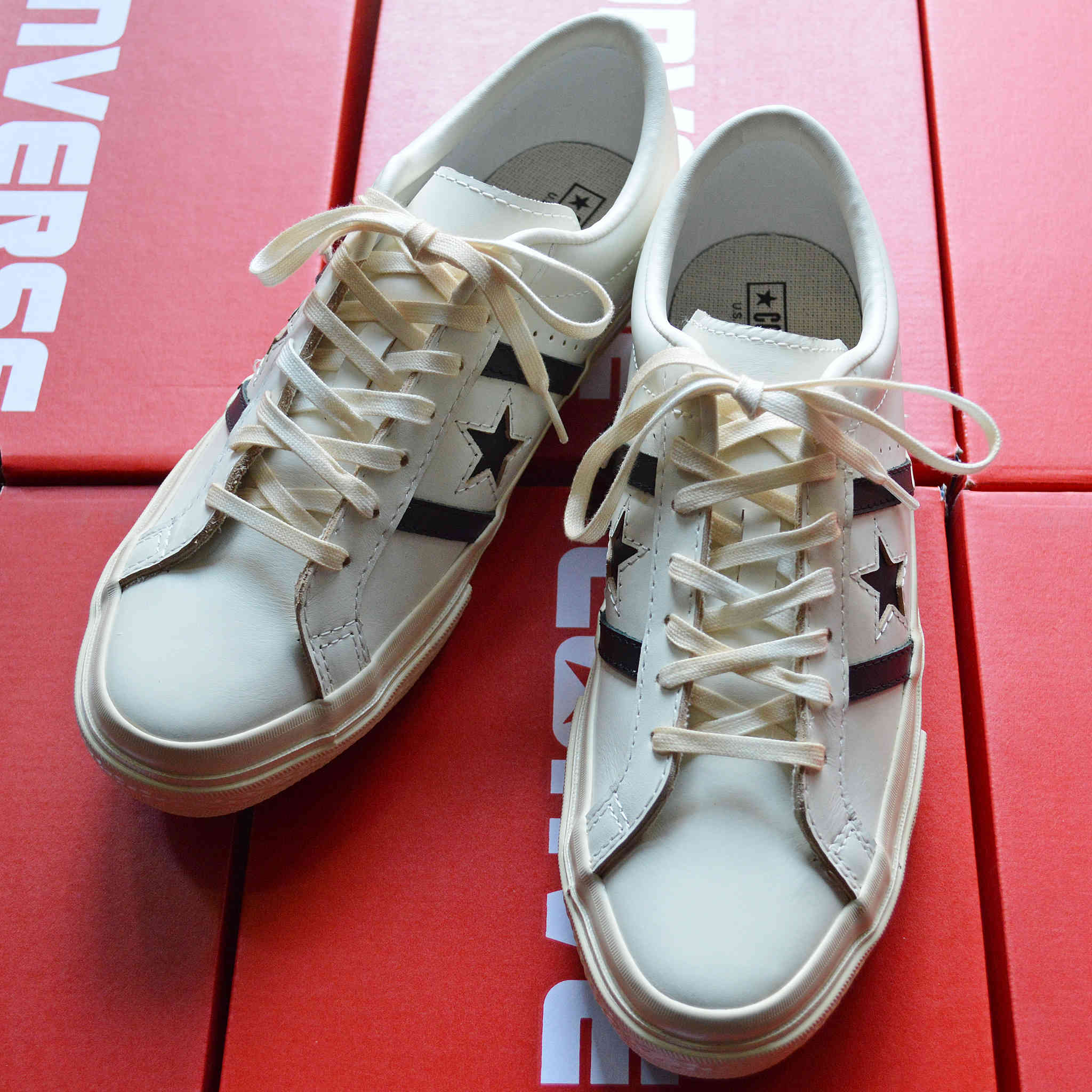 CONVERSE コンバース / STAR&BARS US LEATHER スターアンドバーズユーエスレザー (WHITE / BLACK ホワイトブラック)