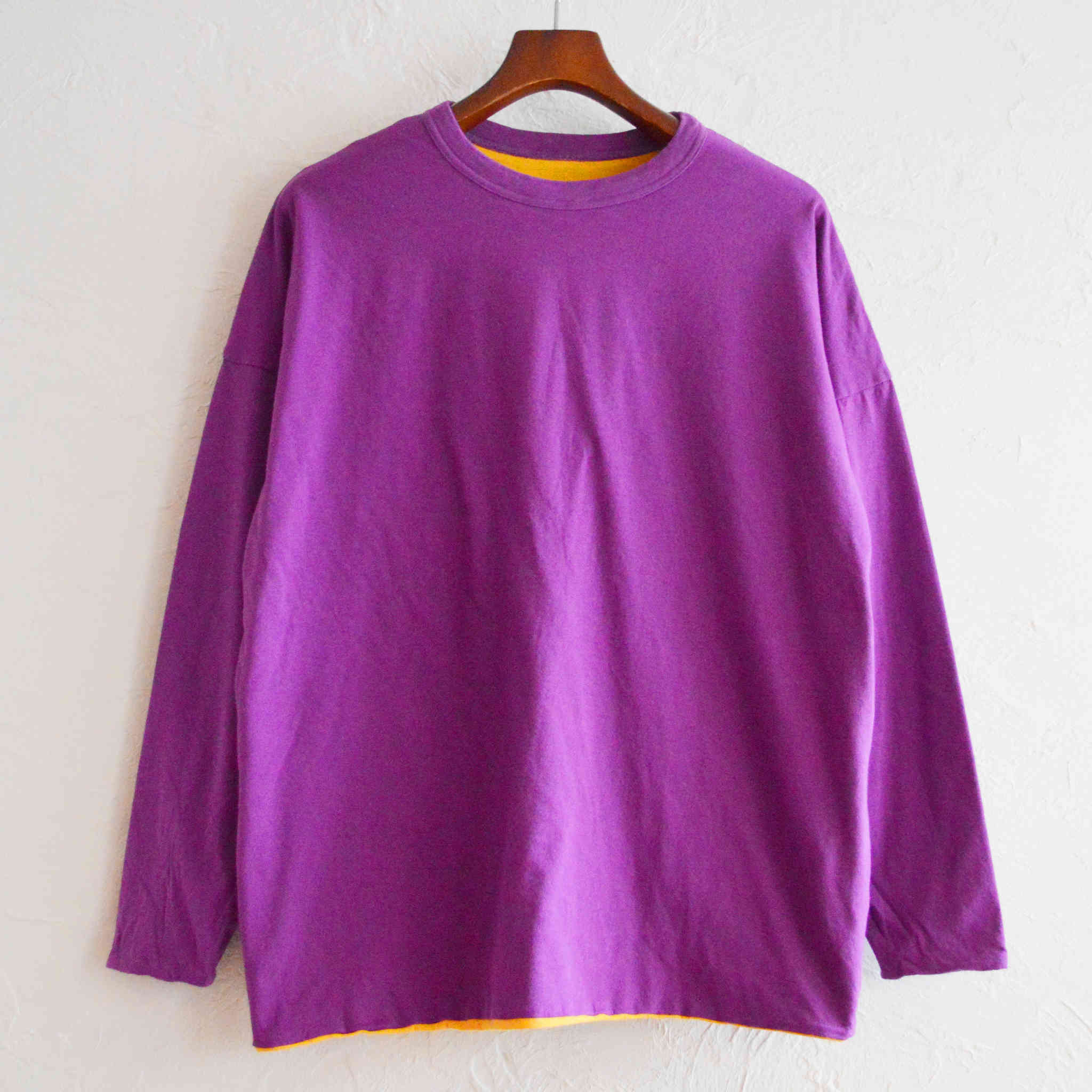 necessary or unnecessary ネセサリーオアアンネセサリー N.O.UN ナウン / REVERSE L/S リバースロングスリーブ（PURPLE×YELLOW パープルイエロー)